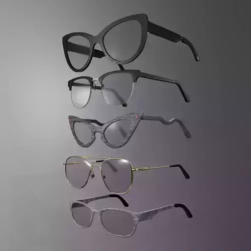 collection of 5 glasses Low-poly 3D model