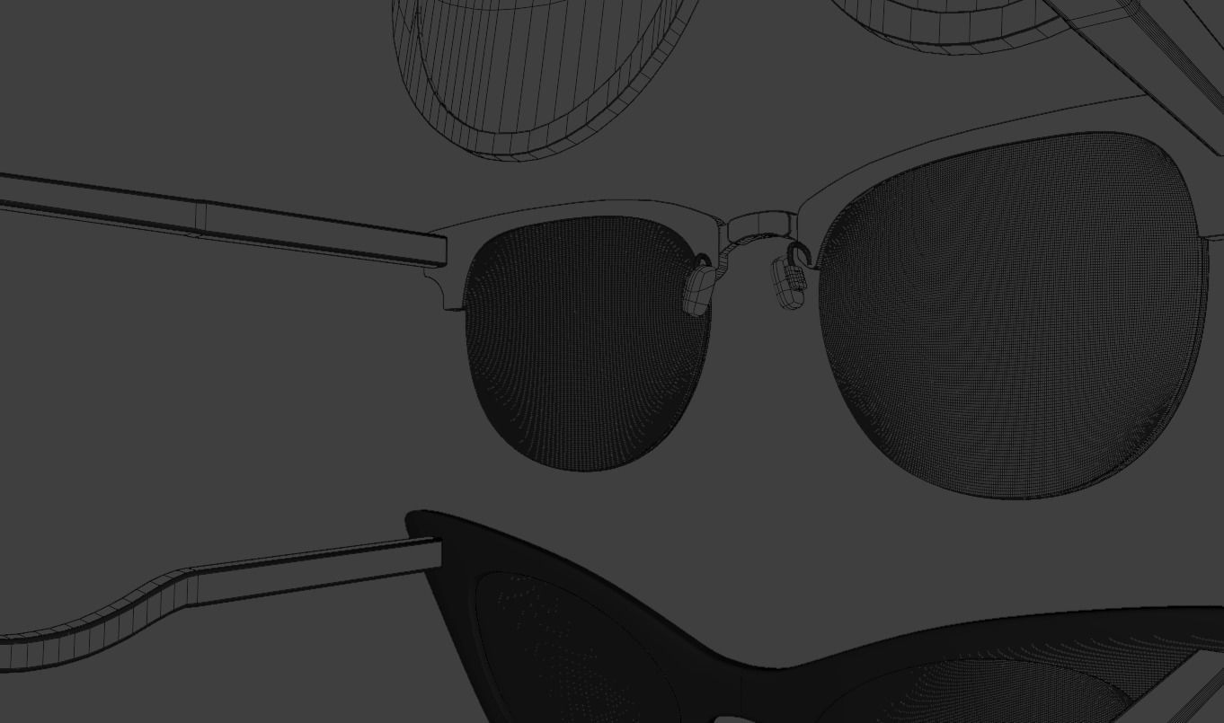 collection of 5 glasses Low-poly 3D model_4