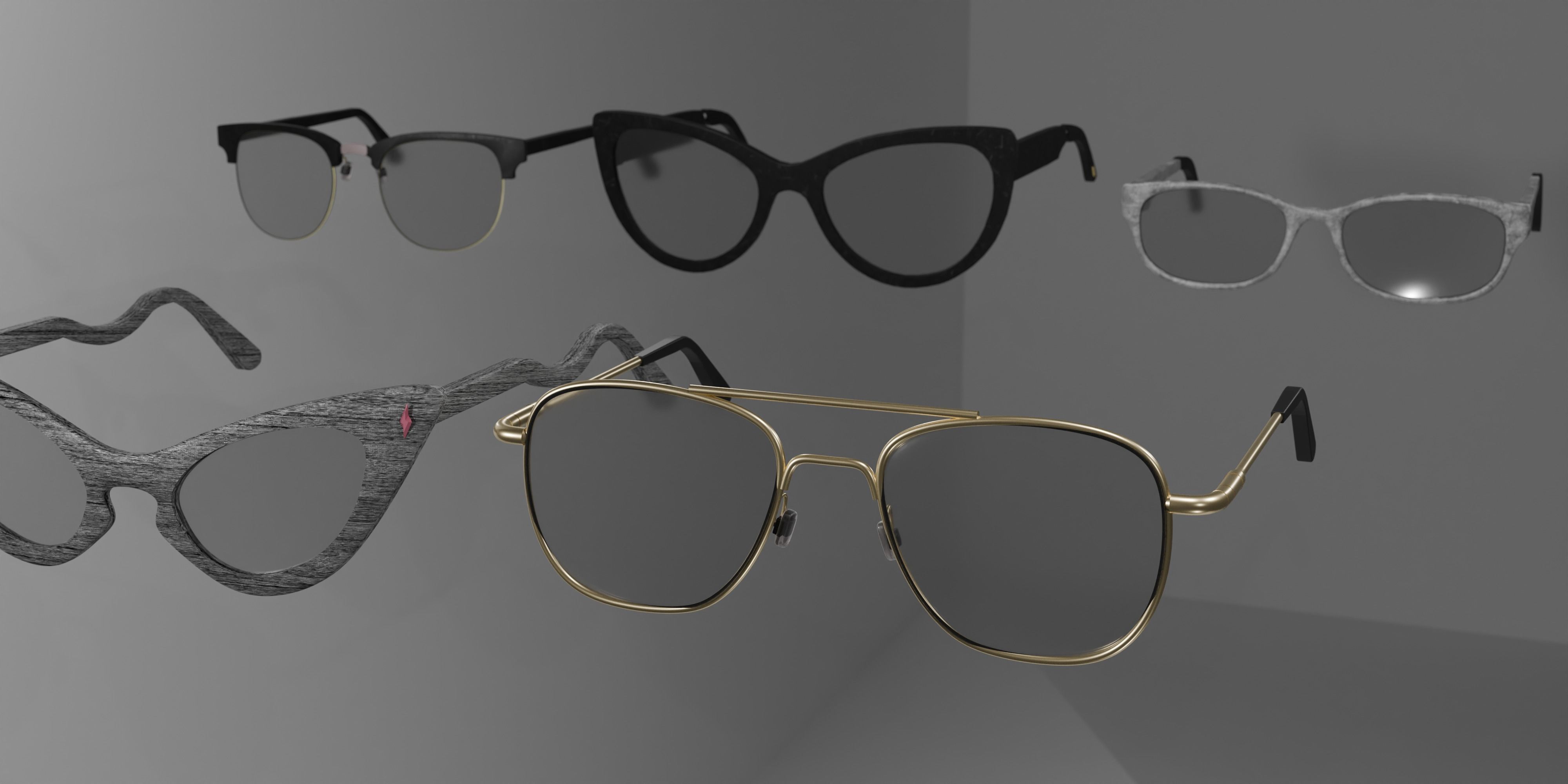 collection of 5 glasses Low-poly 3D model_5
