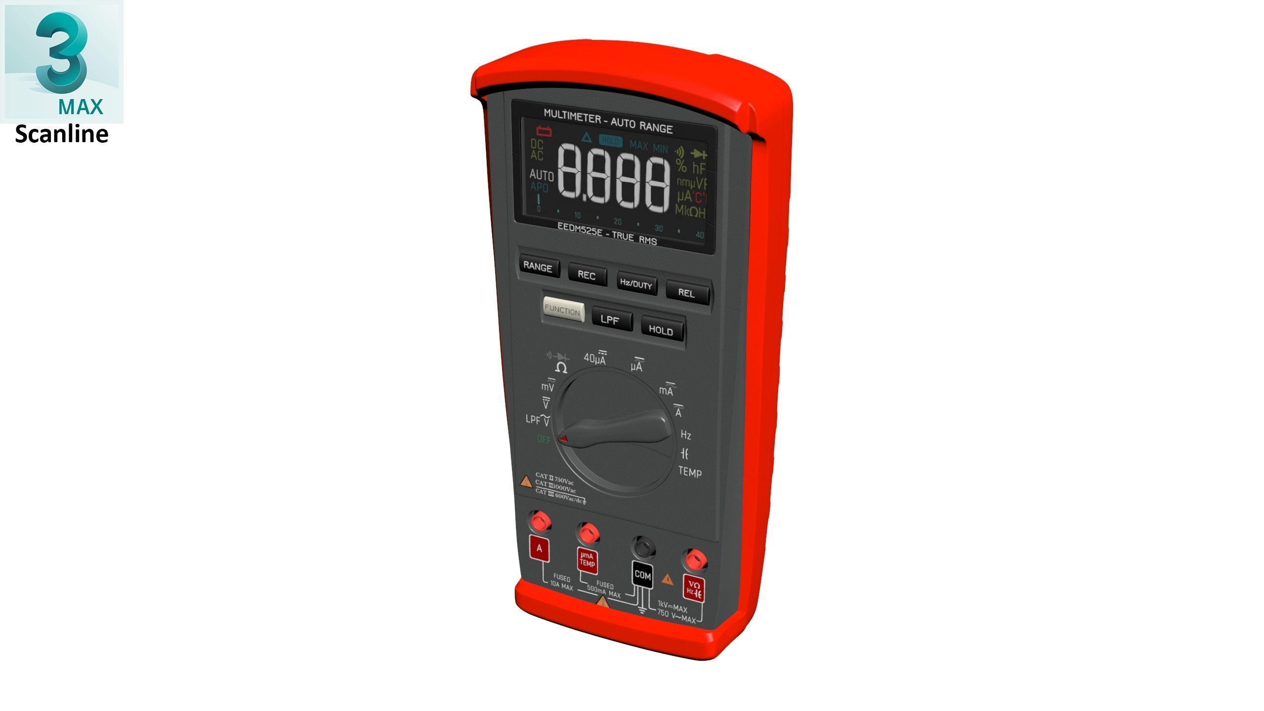 Auto Range Digital Multimeter Low-poly 3D model_24