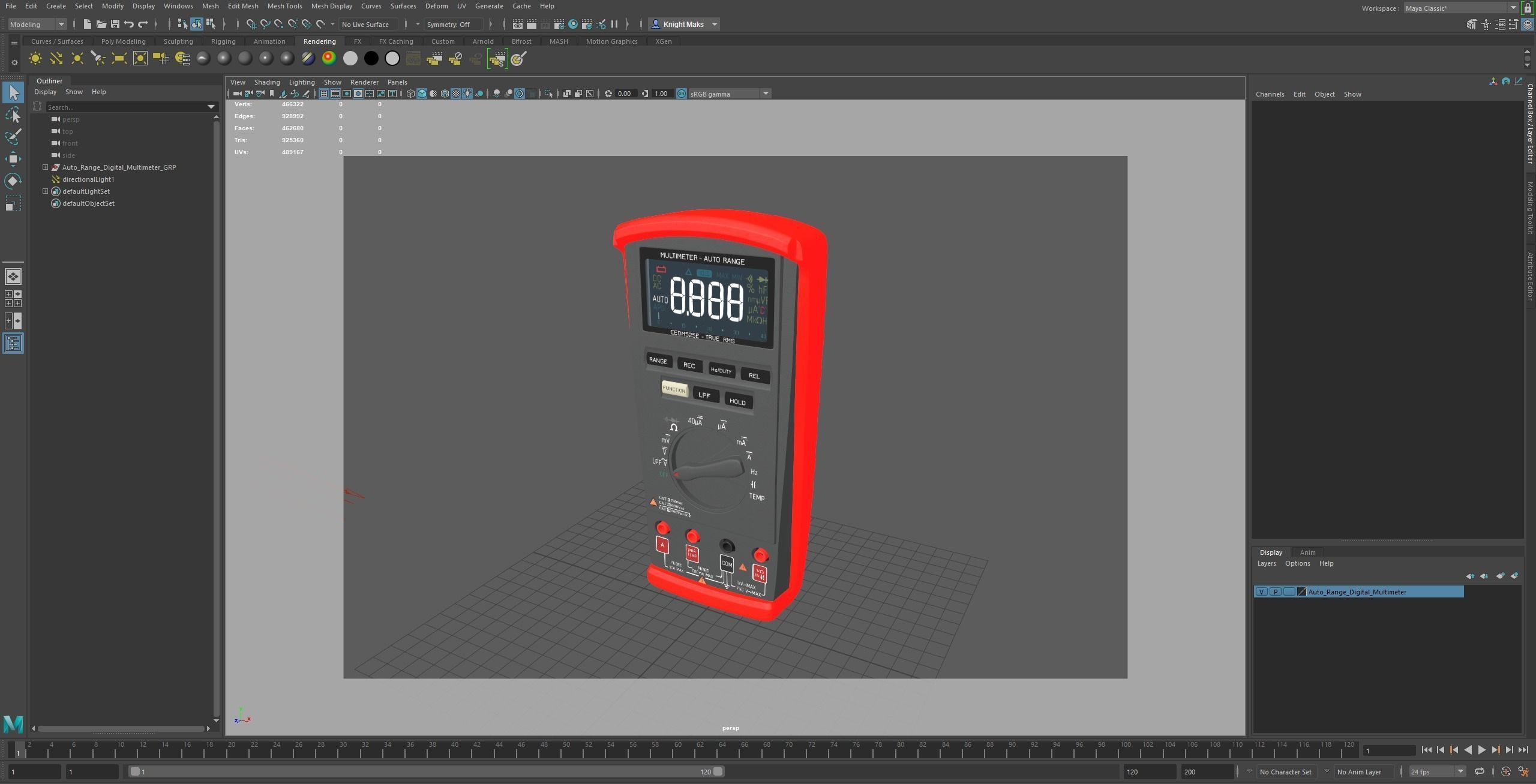 Auto Range Digital Multimeter Low-poly 3D model_27