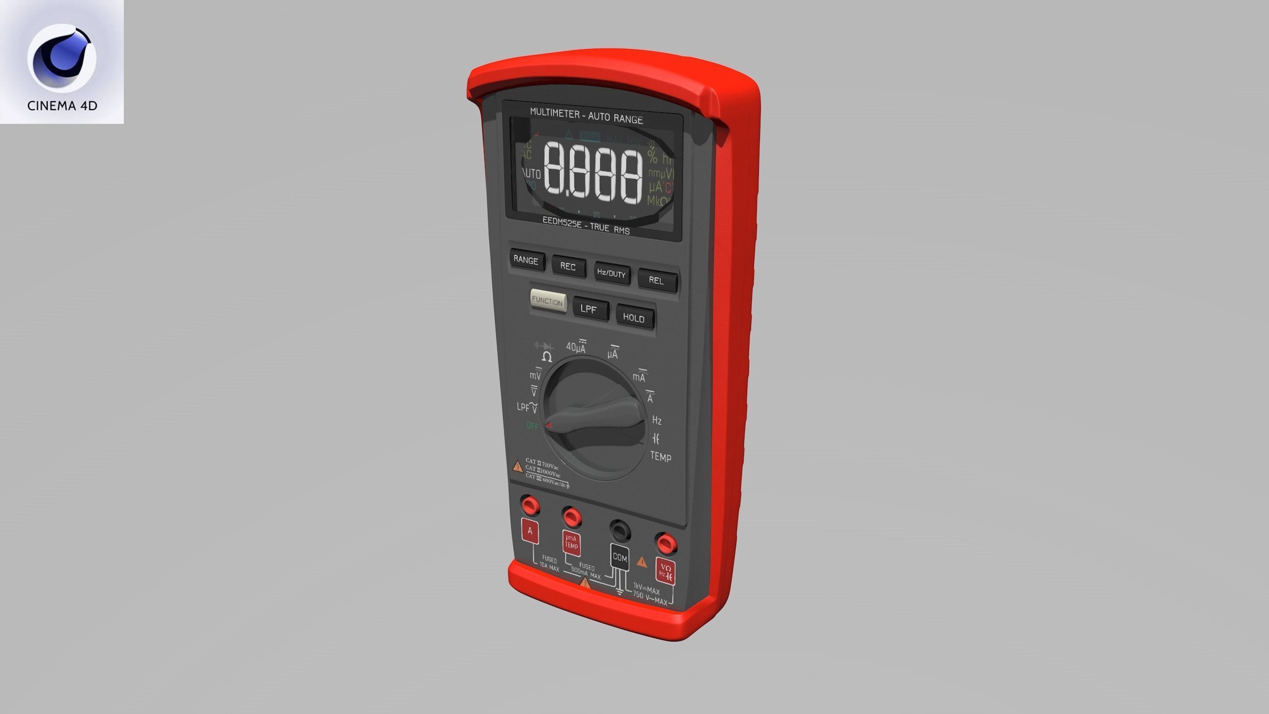 Auto Range Digital Multimeter Low-poly 3D model_28
