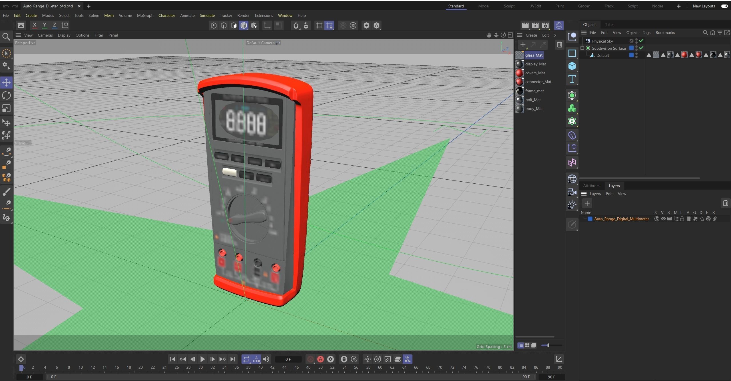 Auto Range Digital Multimeter Low-poly 3D model_29