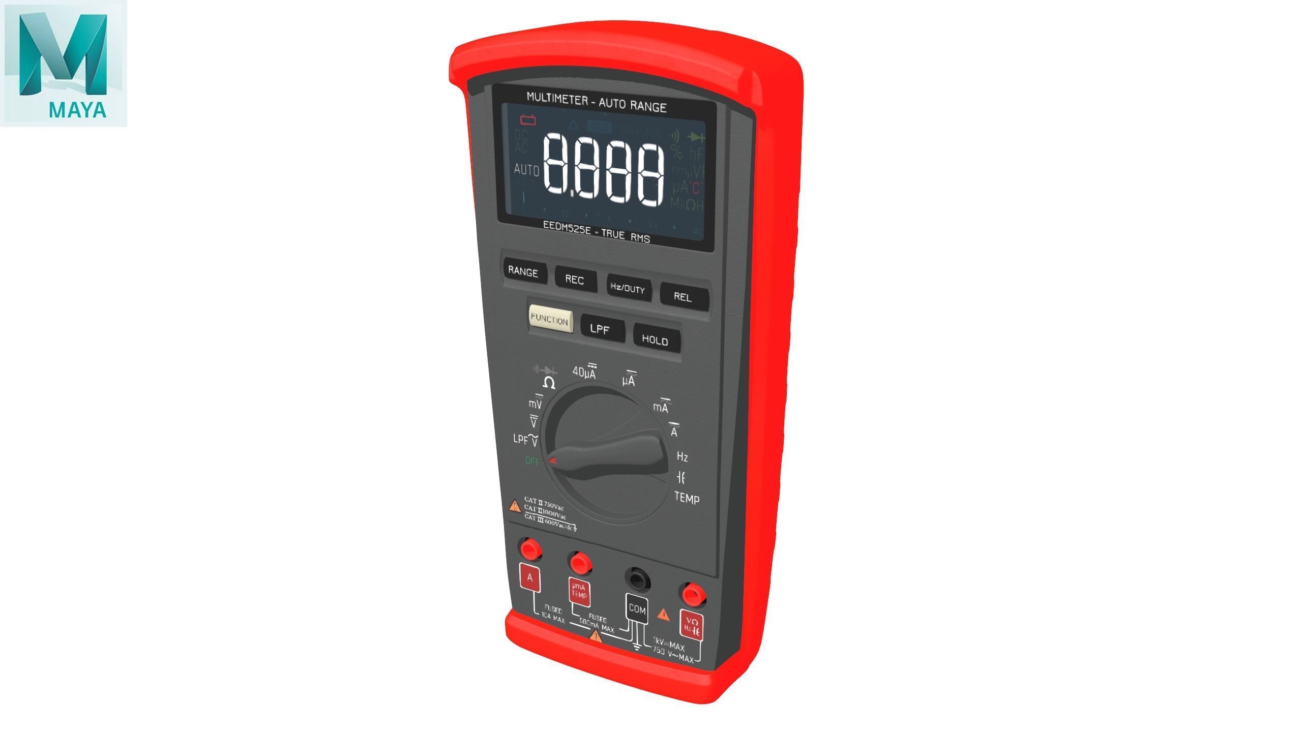 Auto Range Digital Multimeter Low-poly 3D model_26