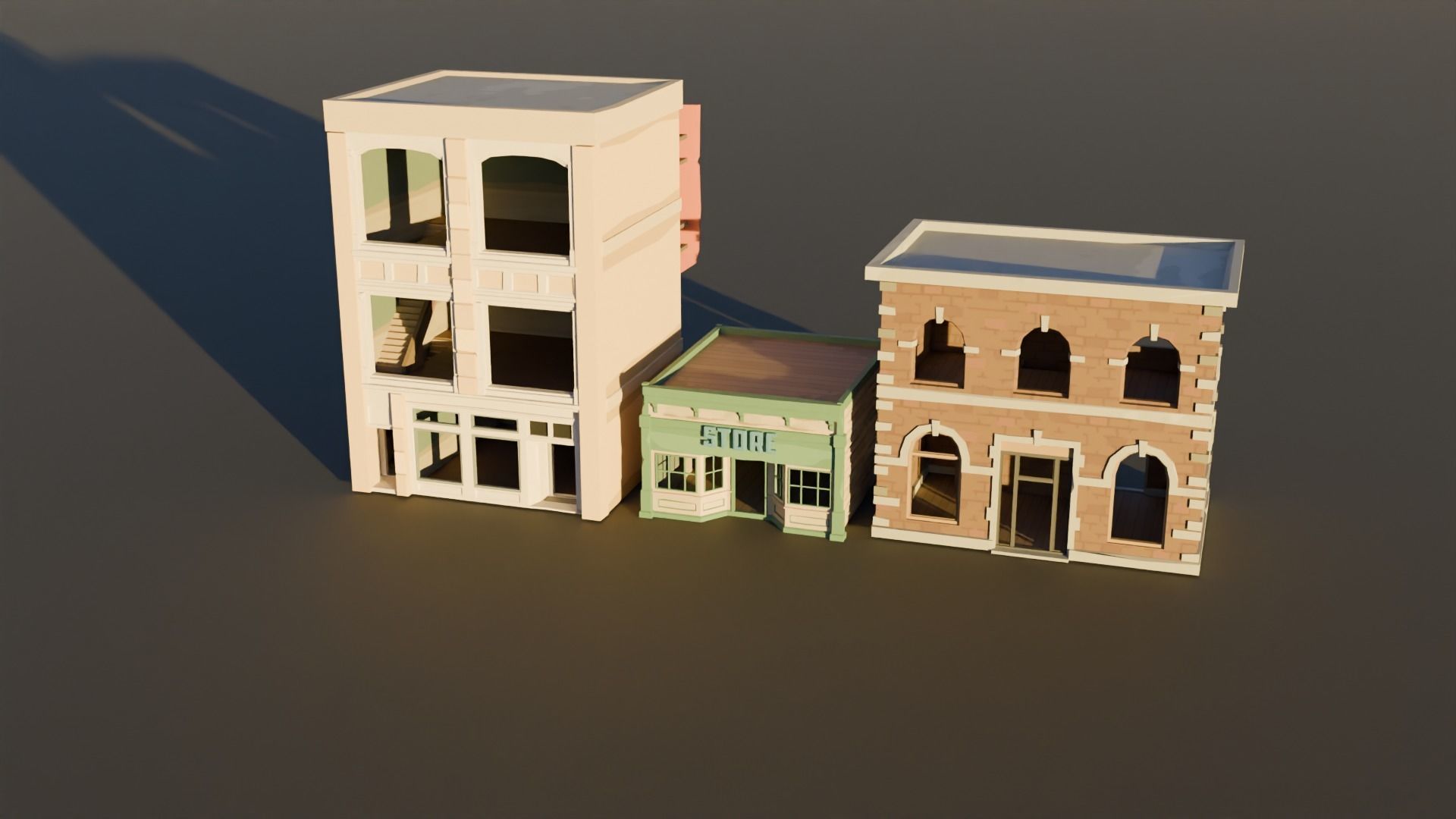 low-poly city models Low-poly 3D model_3