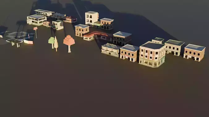low-poly city models