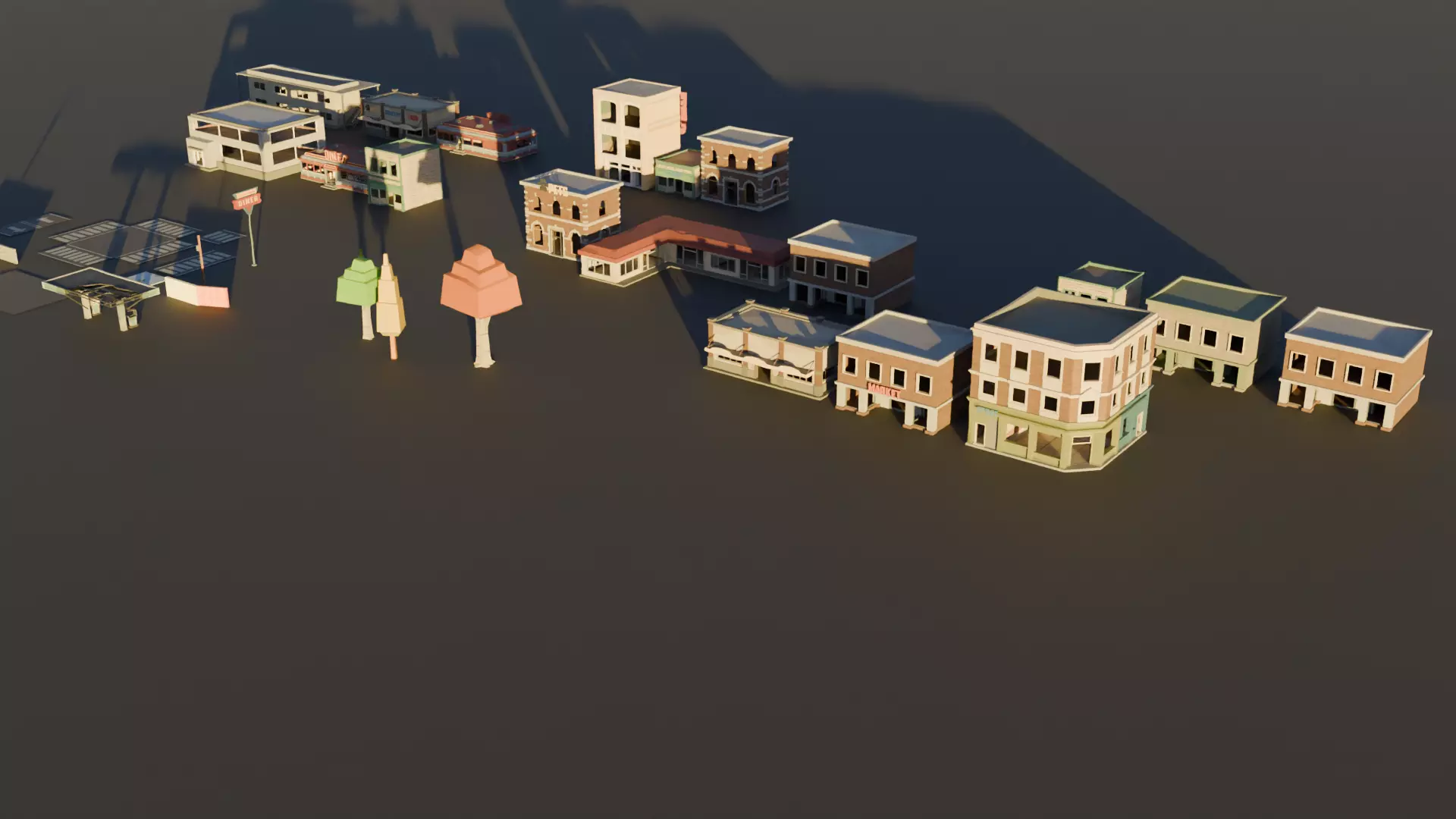 low-poly city models Low-poly 3D model_0