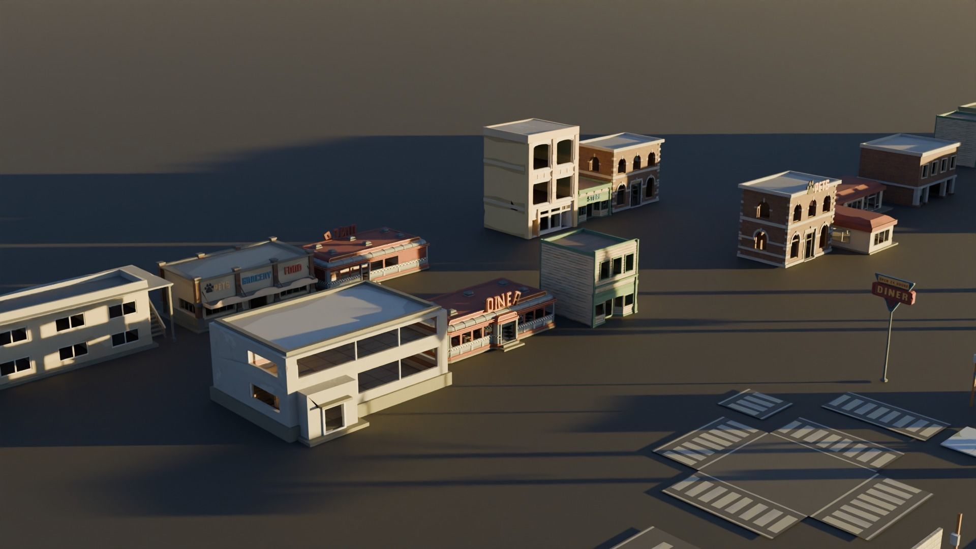 low-poly city models Low-poly 3D model_5