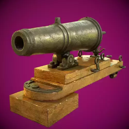  3D model Cannon Carronade 24 pound Low-poly 3D model