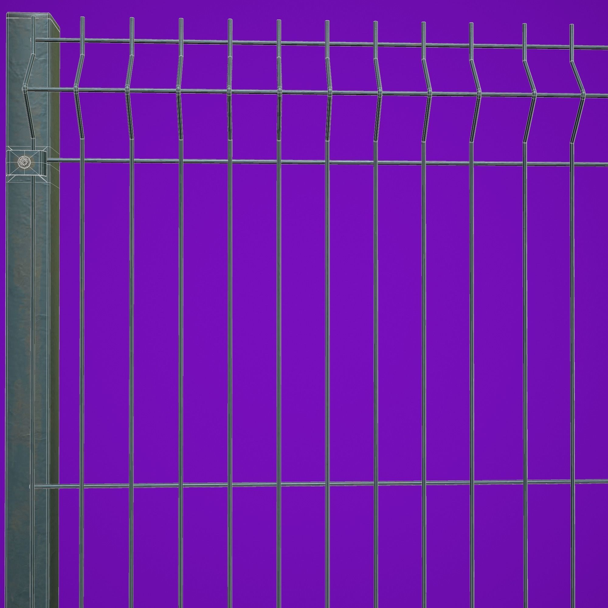 Fences Tileable 4 types Low-poly 3D model_6