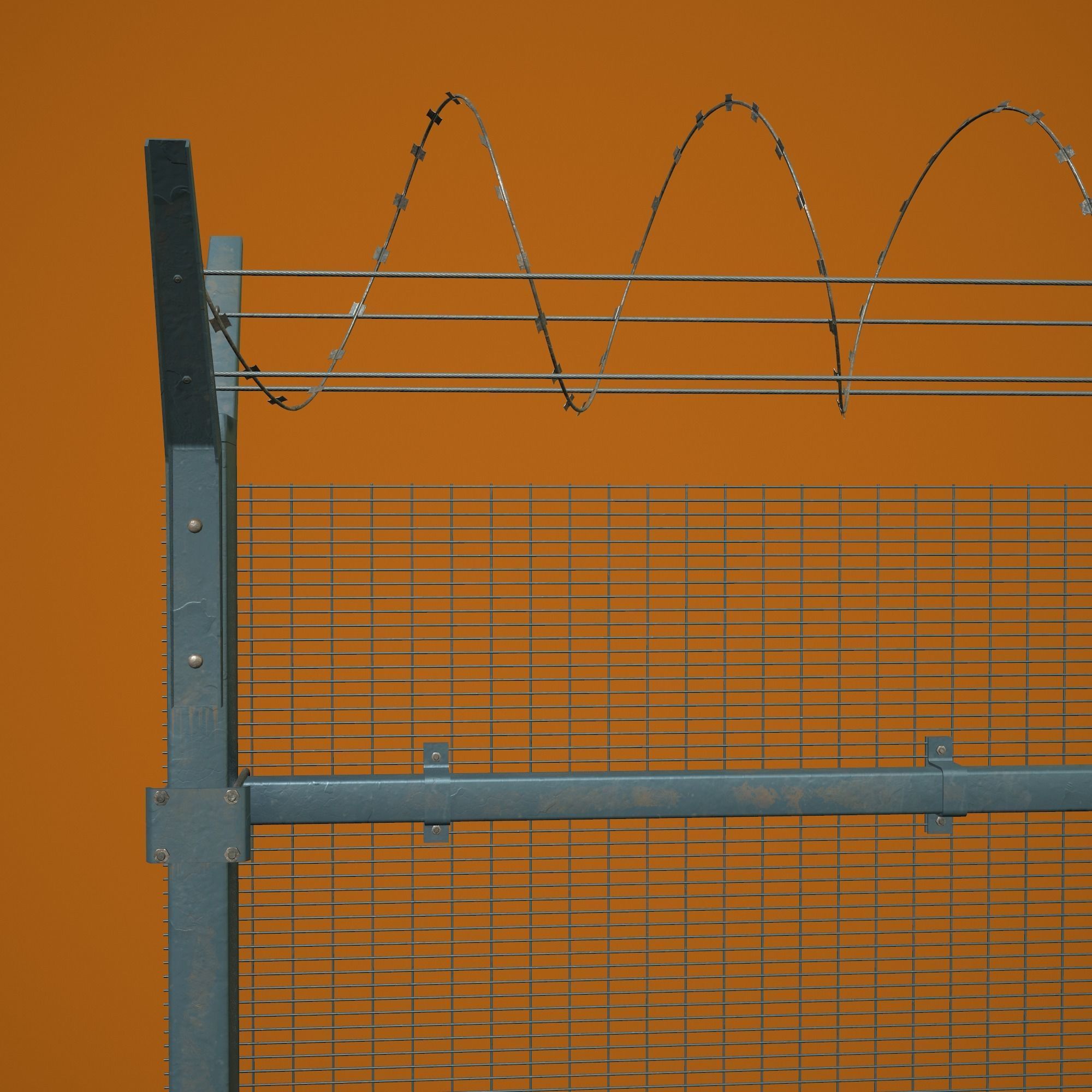 Fences Tileable 4 types Low-poly 3D model_13