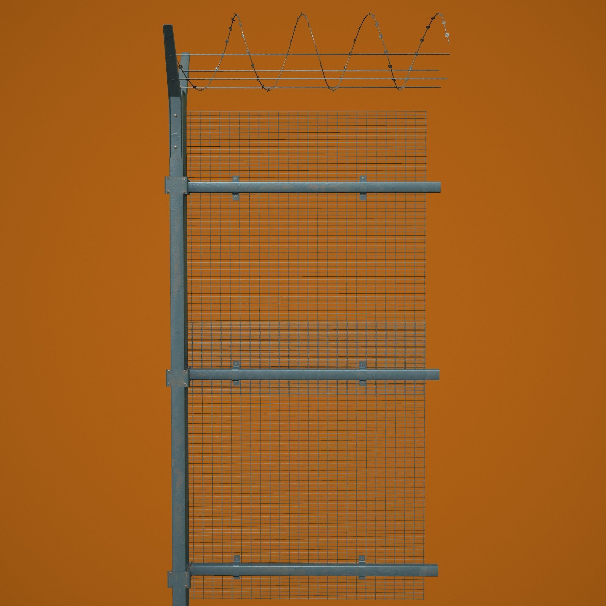 Fences Tileable 4 types Low-poly 3D model_10