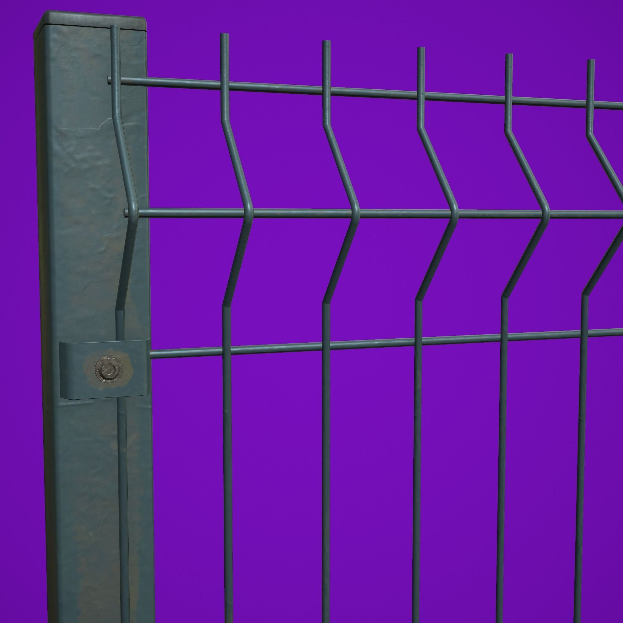 Fences Tileable 4 types Low-poly 3D model_7