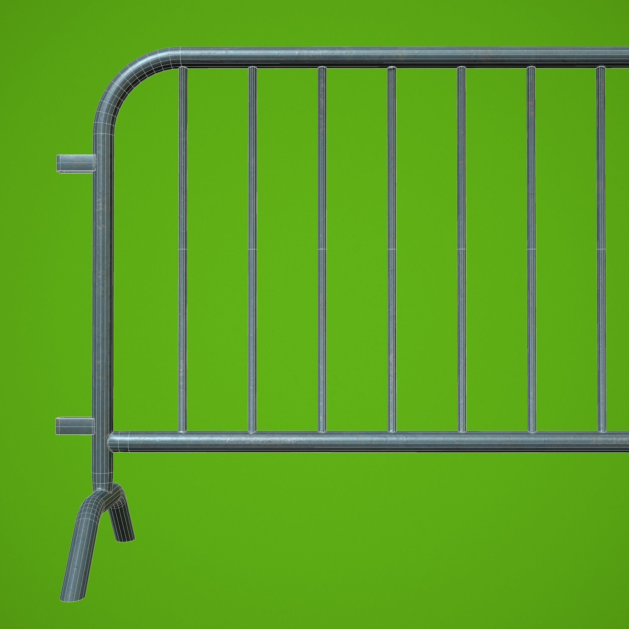 Fences Tileable 4 types Low-poly 3D model_16
