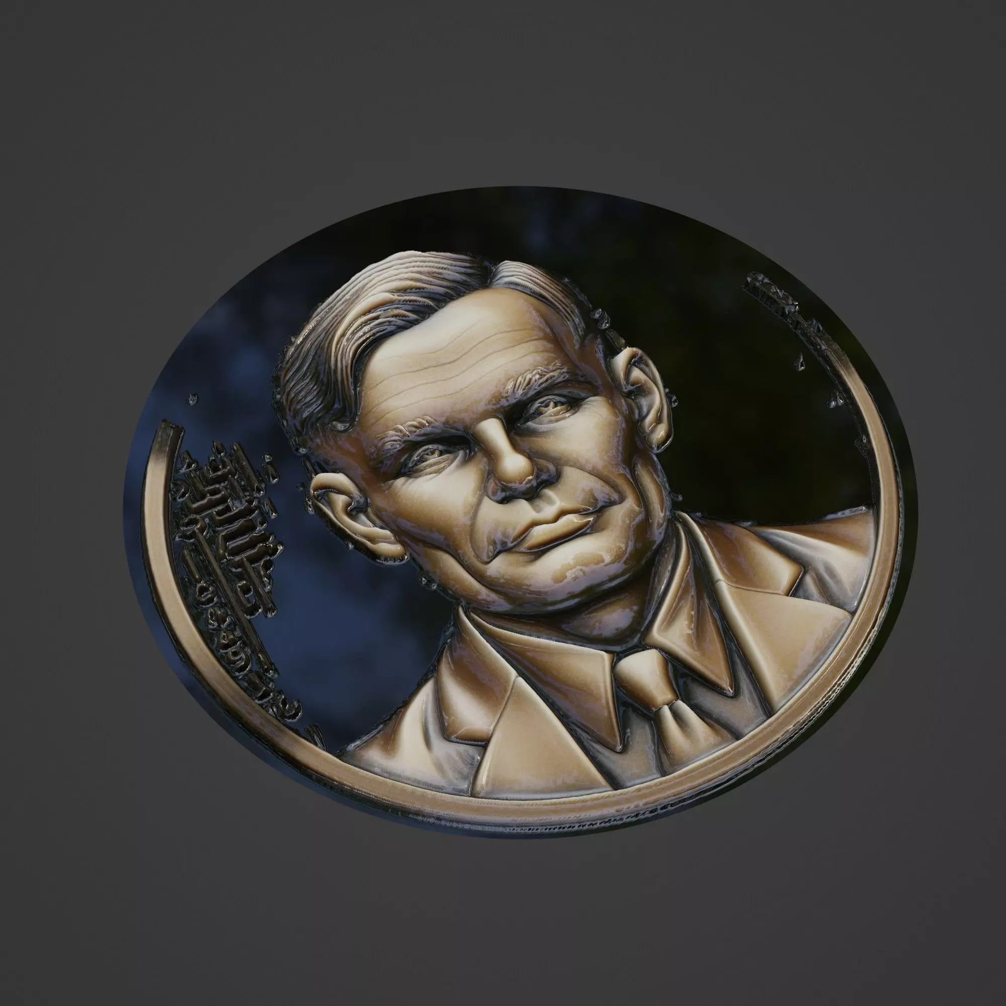 Alan Turing Medallion 3D print model_0