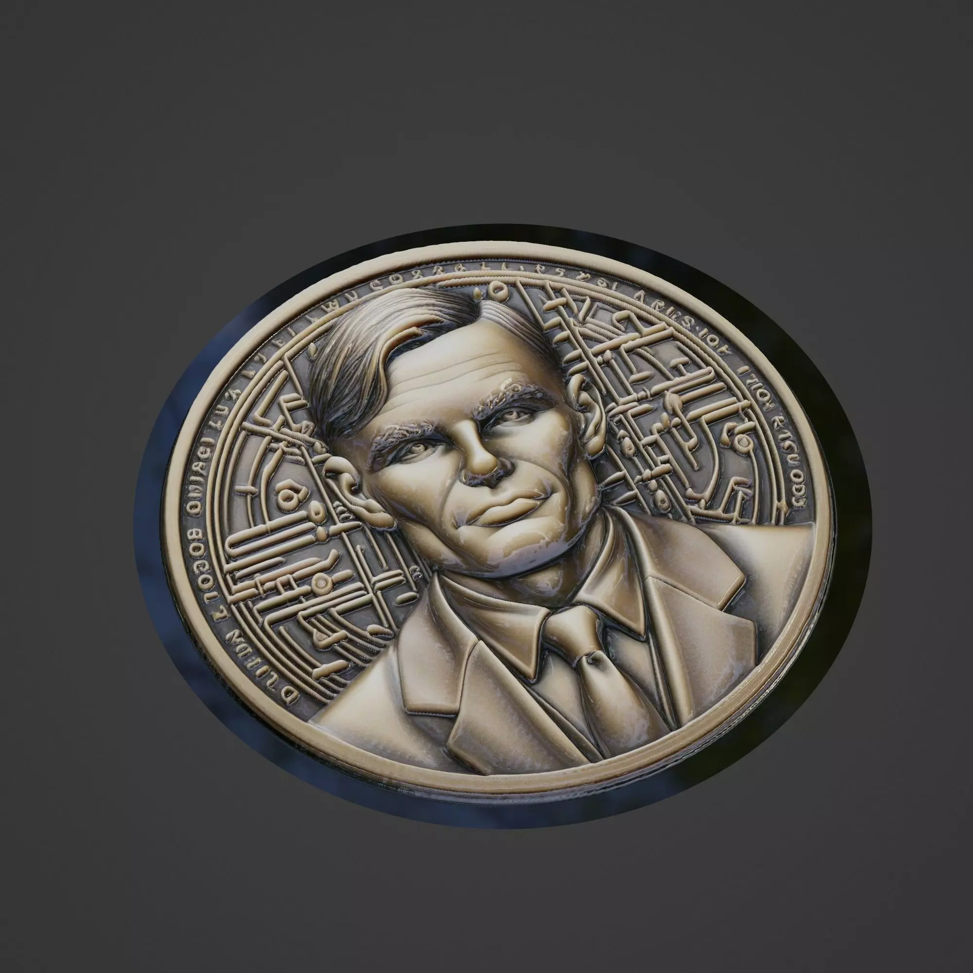 Alan Turing Medallion 3D print model_0