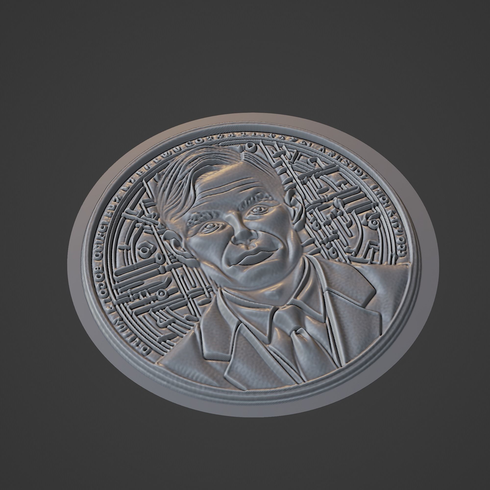 Alan Turing Medallion 3D print model_1
