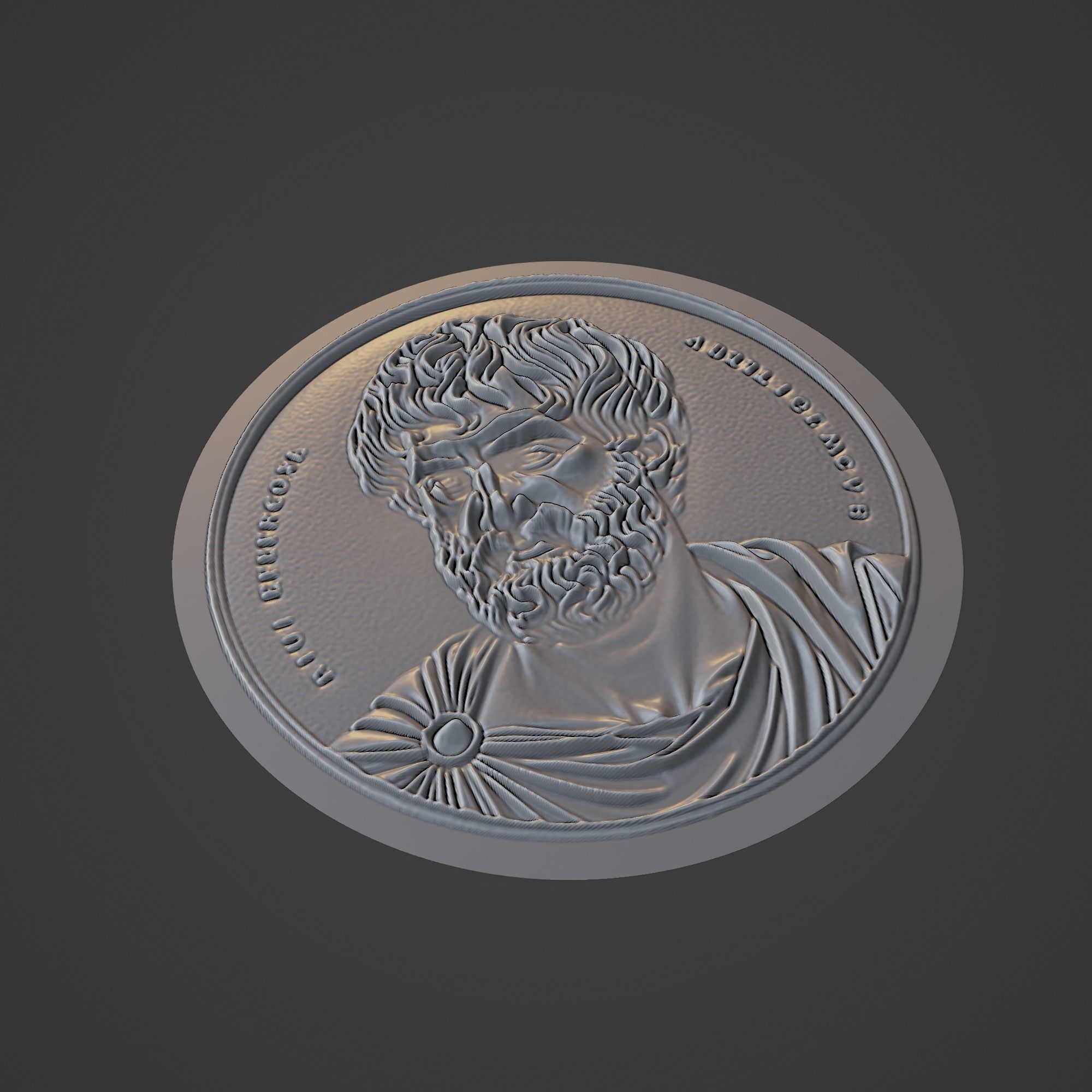 Aristotle Medallion 3D print model_1