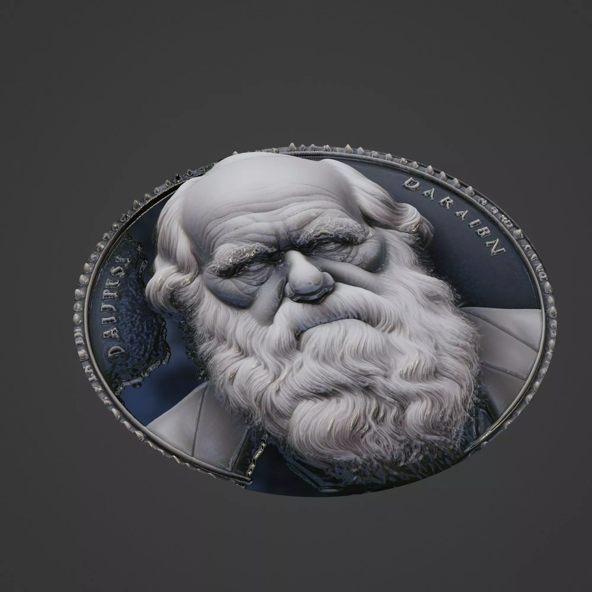Charles Darwin Medallion 3D print model_0