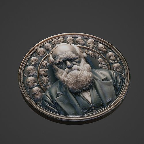 Charles Darwin Medallion 3D print model