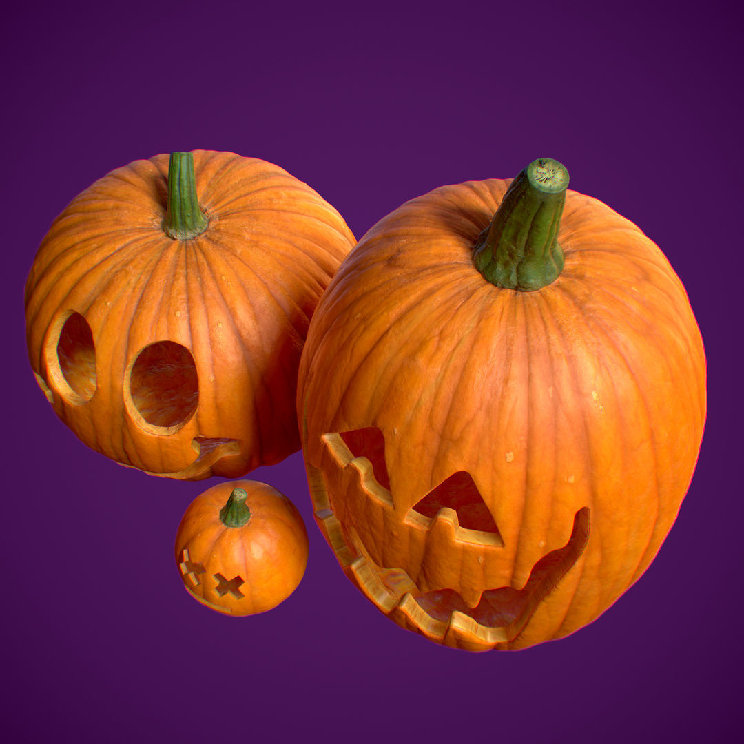  Pumpkin Halloween Set PBR 4K Low-poly 3D model_12