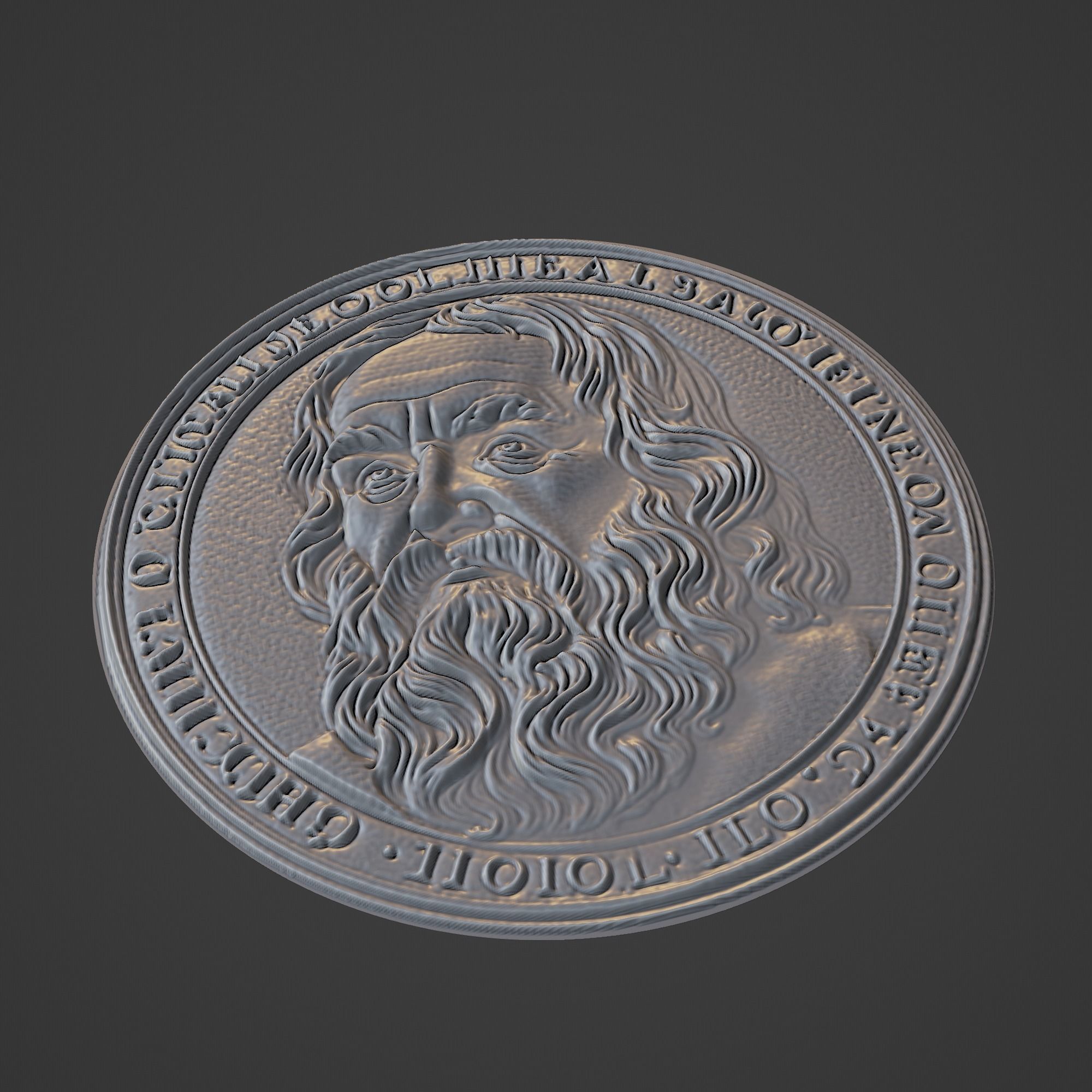 Galileo Galilei Medallion 3D print model_1