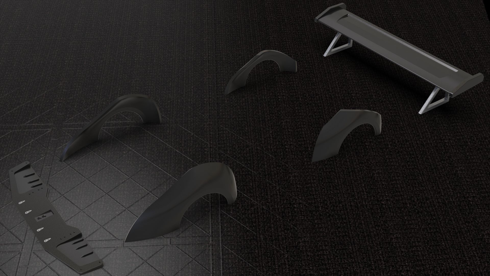 Bodykit auto moto spoiler tuning 3D model_4