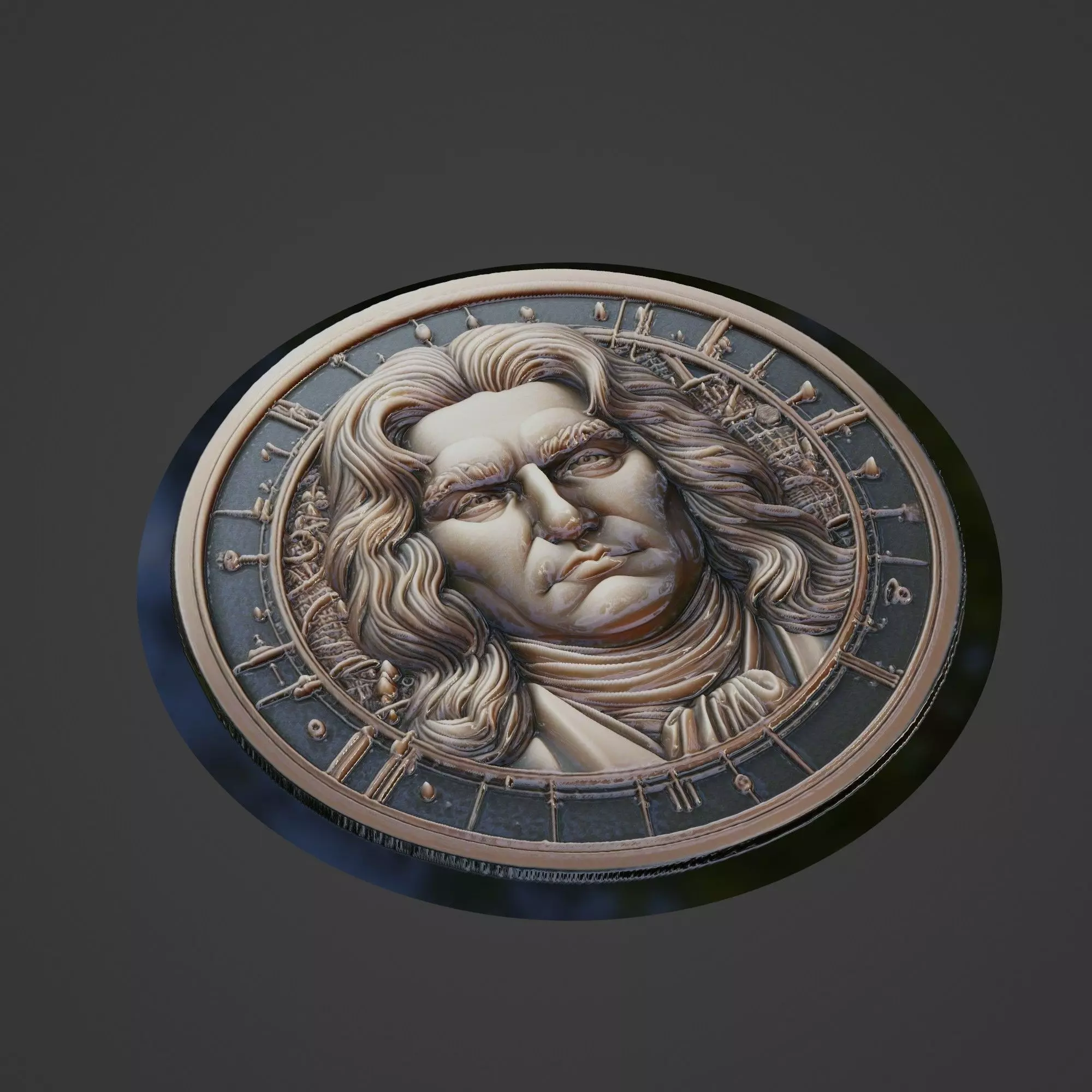 Isaac Newton Medallion 3D print model_0