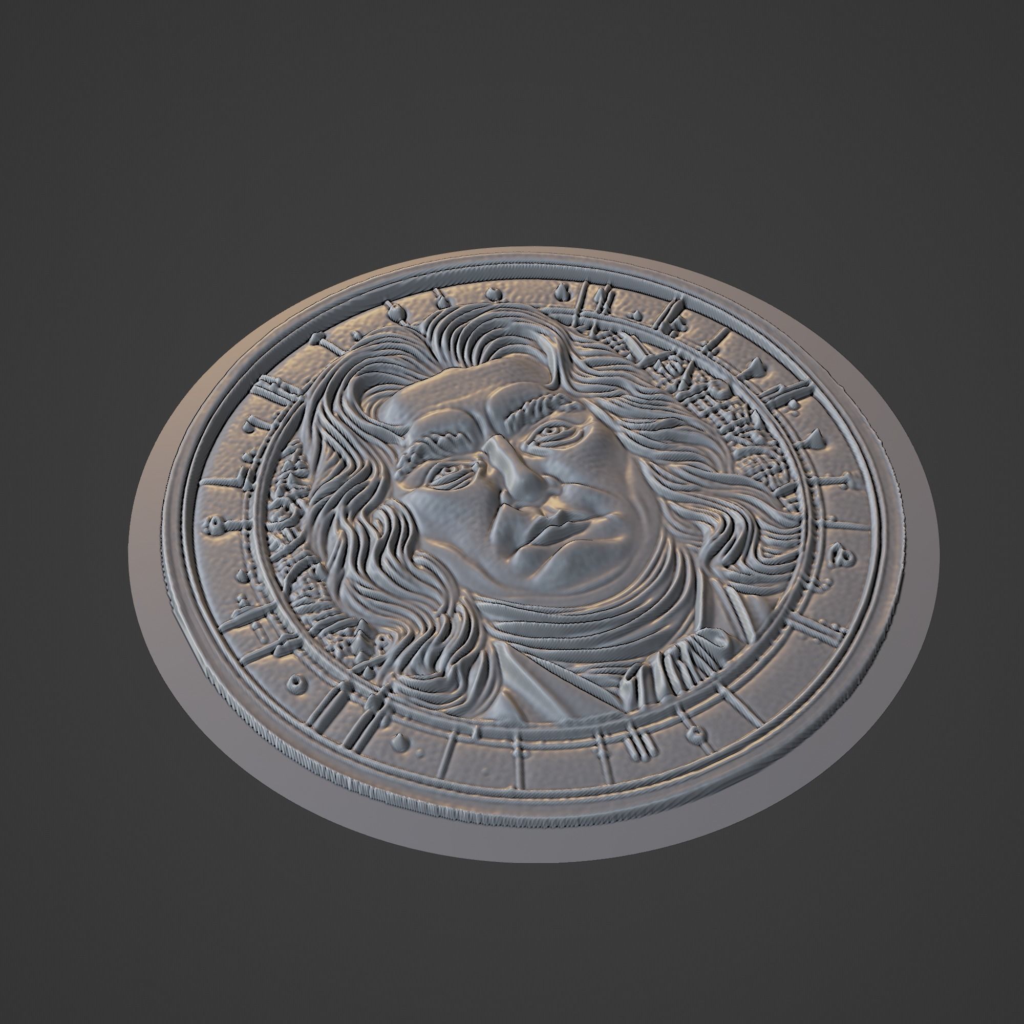 Isaac Newton Medallion 3D print model_1