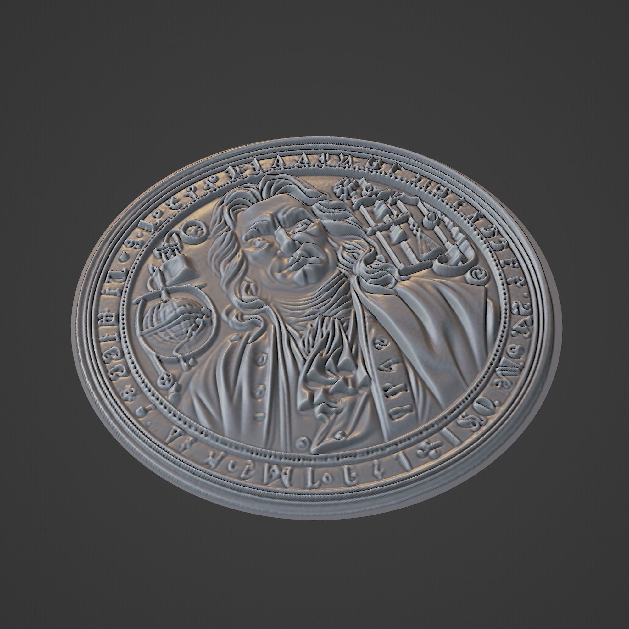 Isaac Newton Medallion 3D print model_1