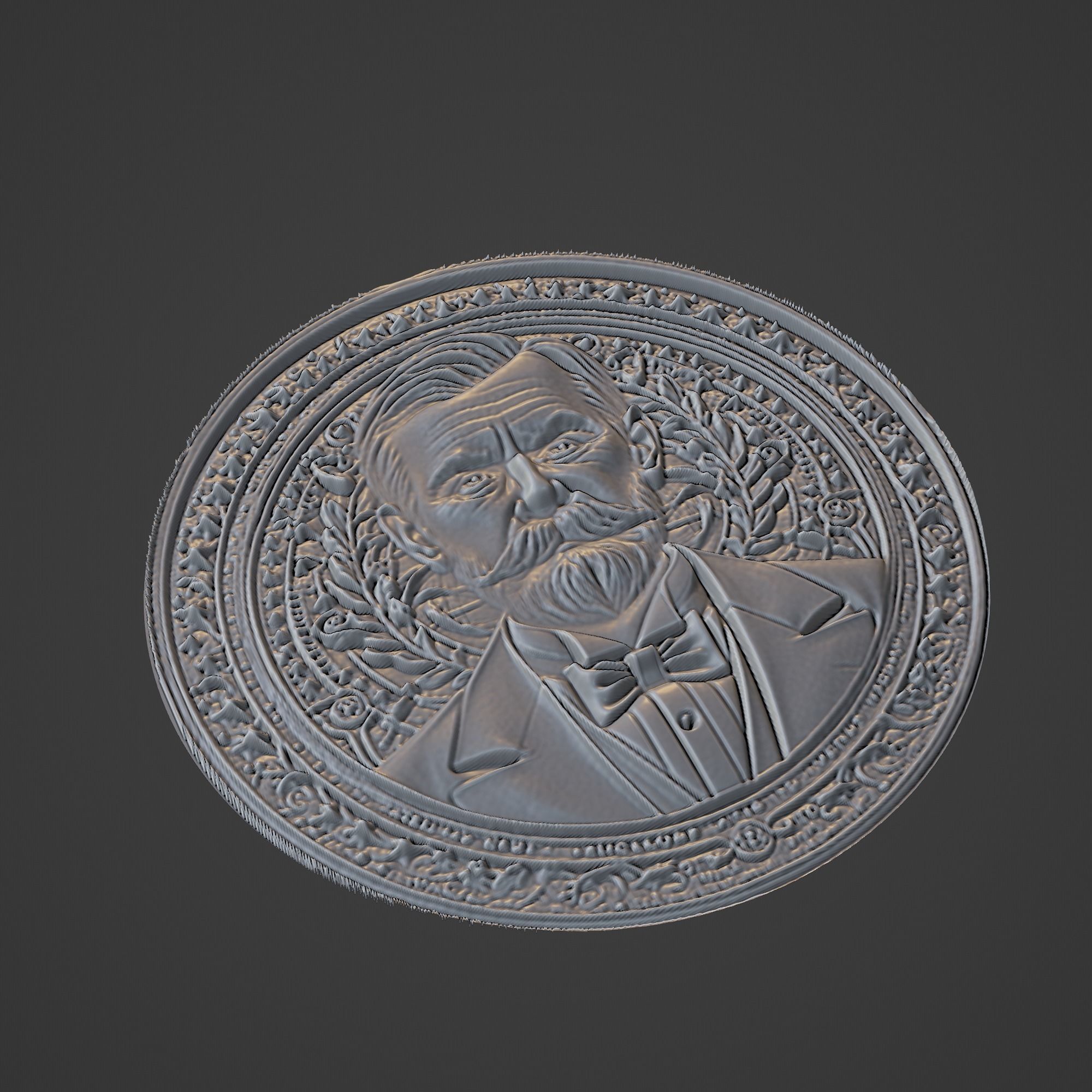 Louis Pasteur Medallion 3D print model_1