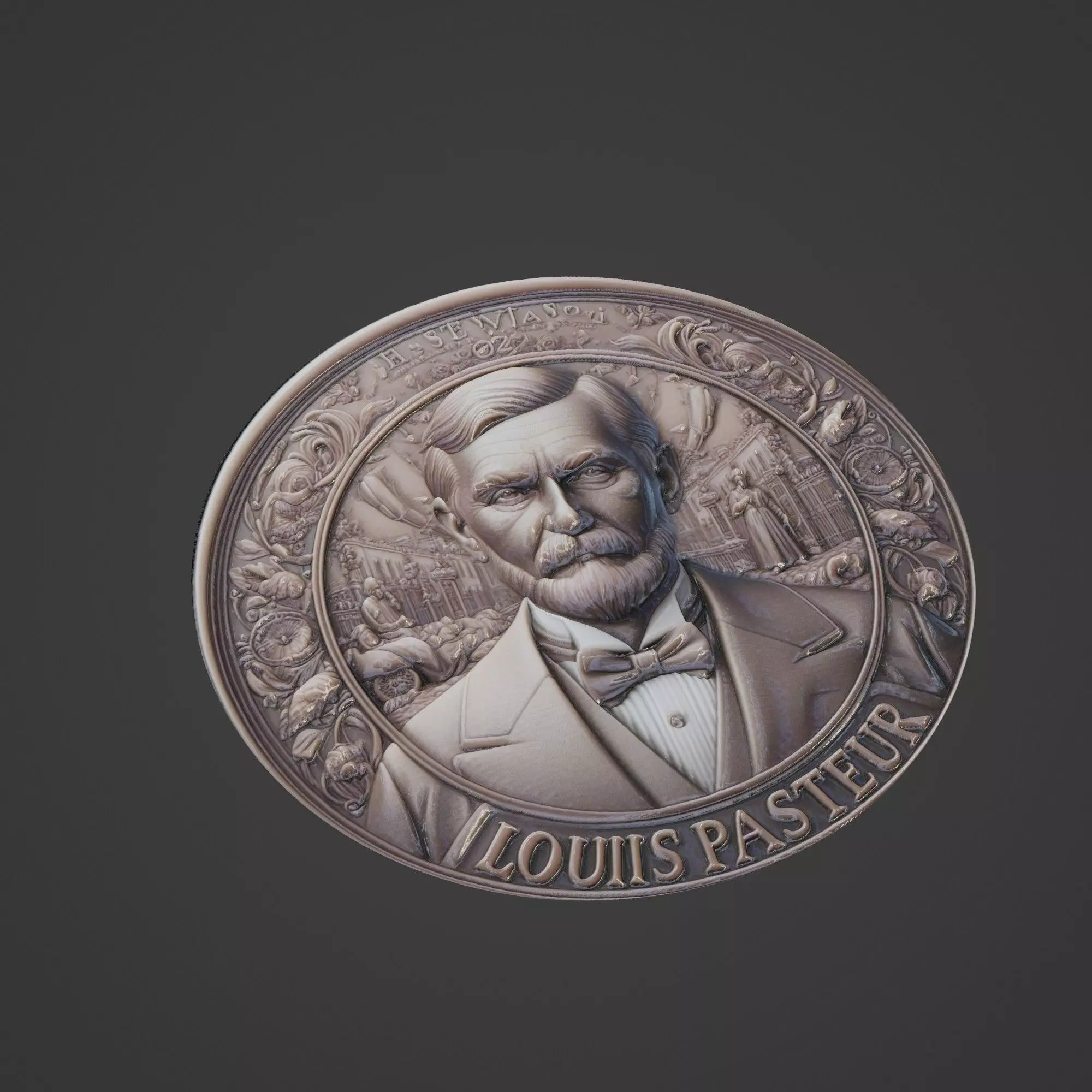 Louis Pasteur Medallion 3D print model