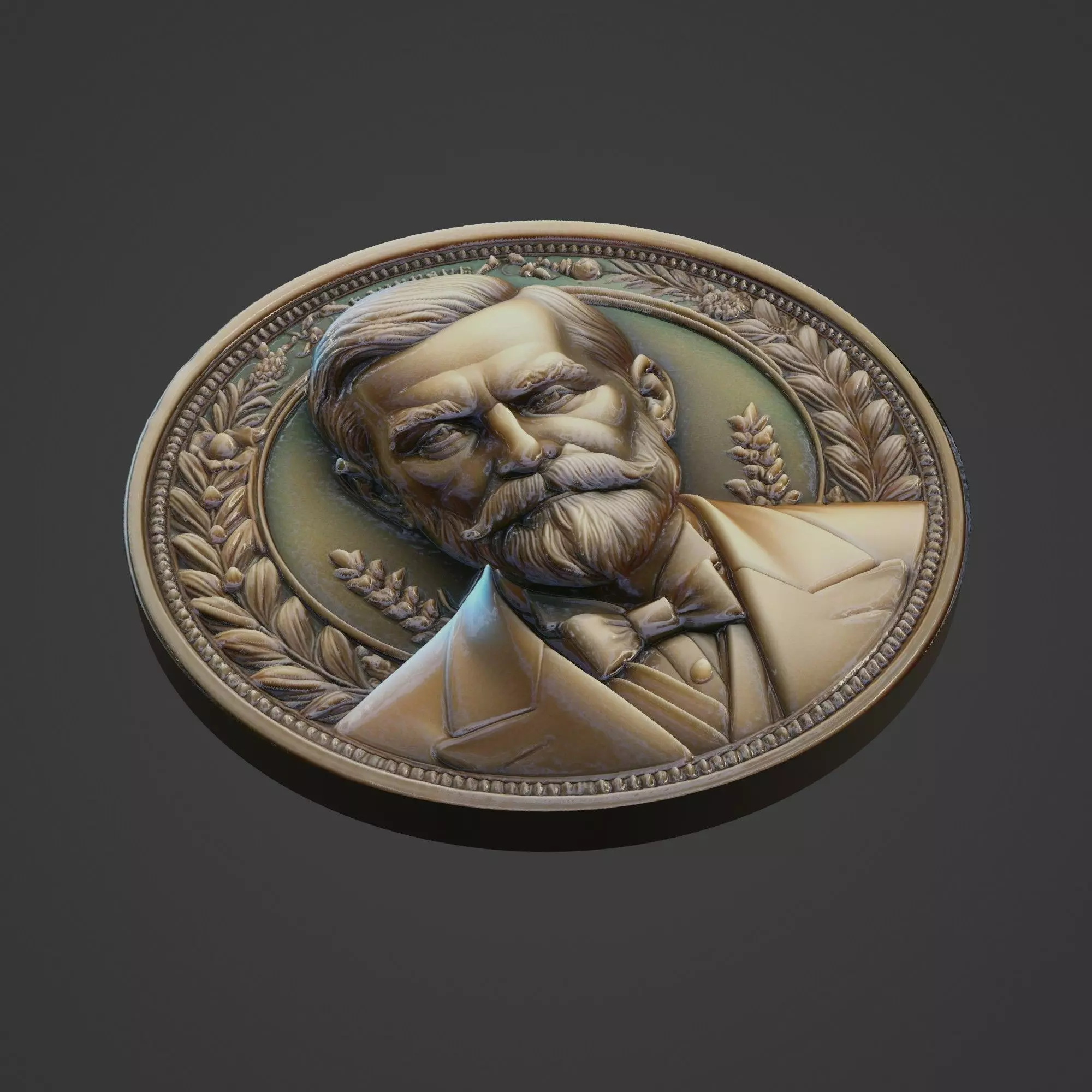 Louis Pasteur Medallion 3D print model_0