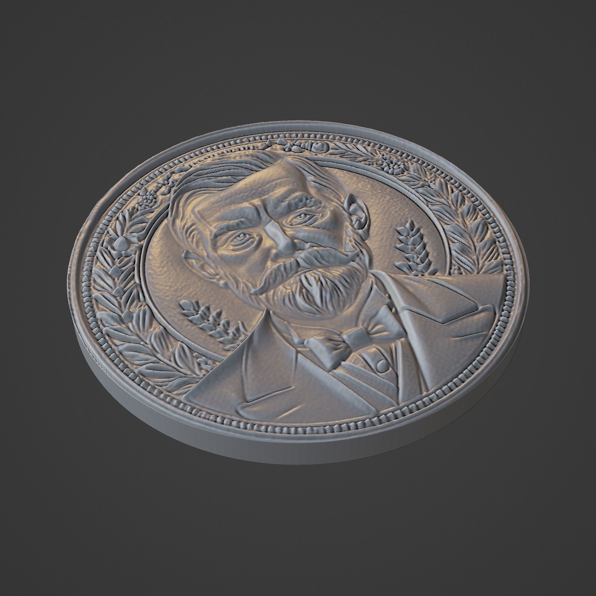 Louis Pasteur Medallion 3D print model_1