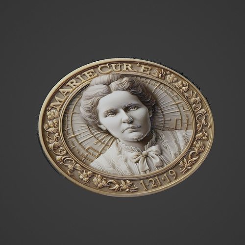 Marie Curie Medallion 3D print model