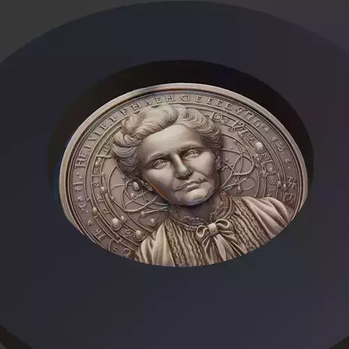 Marie Curie Medallion 3D print model
