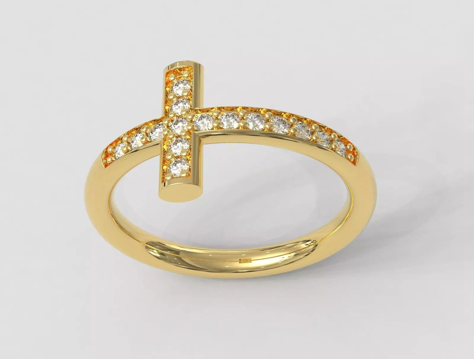 Cross Diamond Ring 3D print model