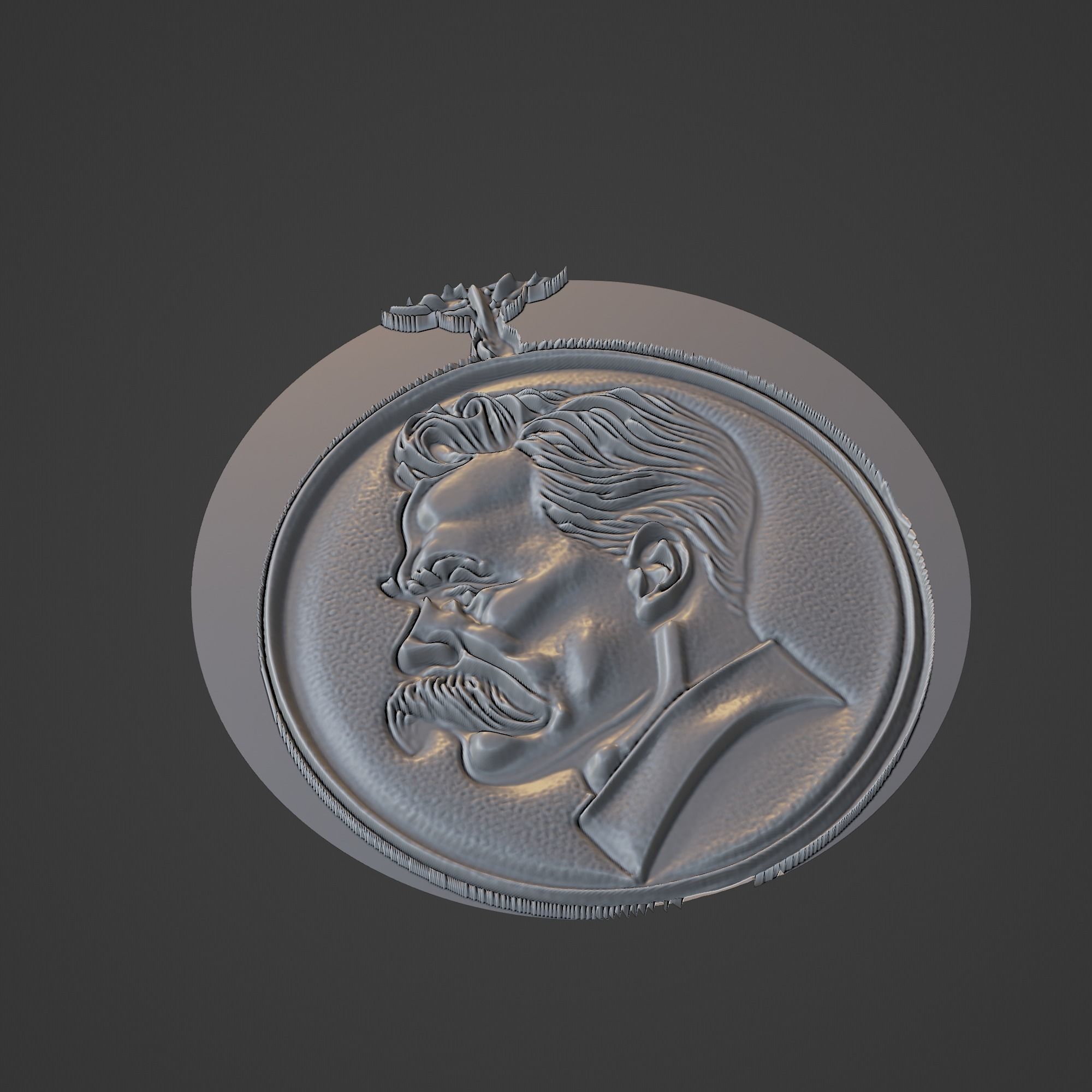Nietzsche Medallion 3D print model_1