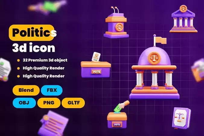 Politics 3d Icon Pack