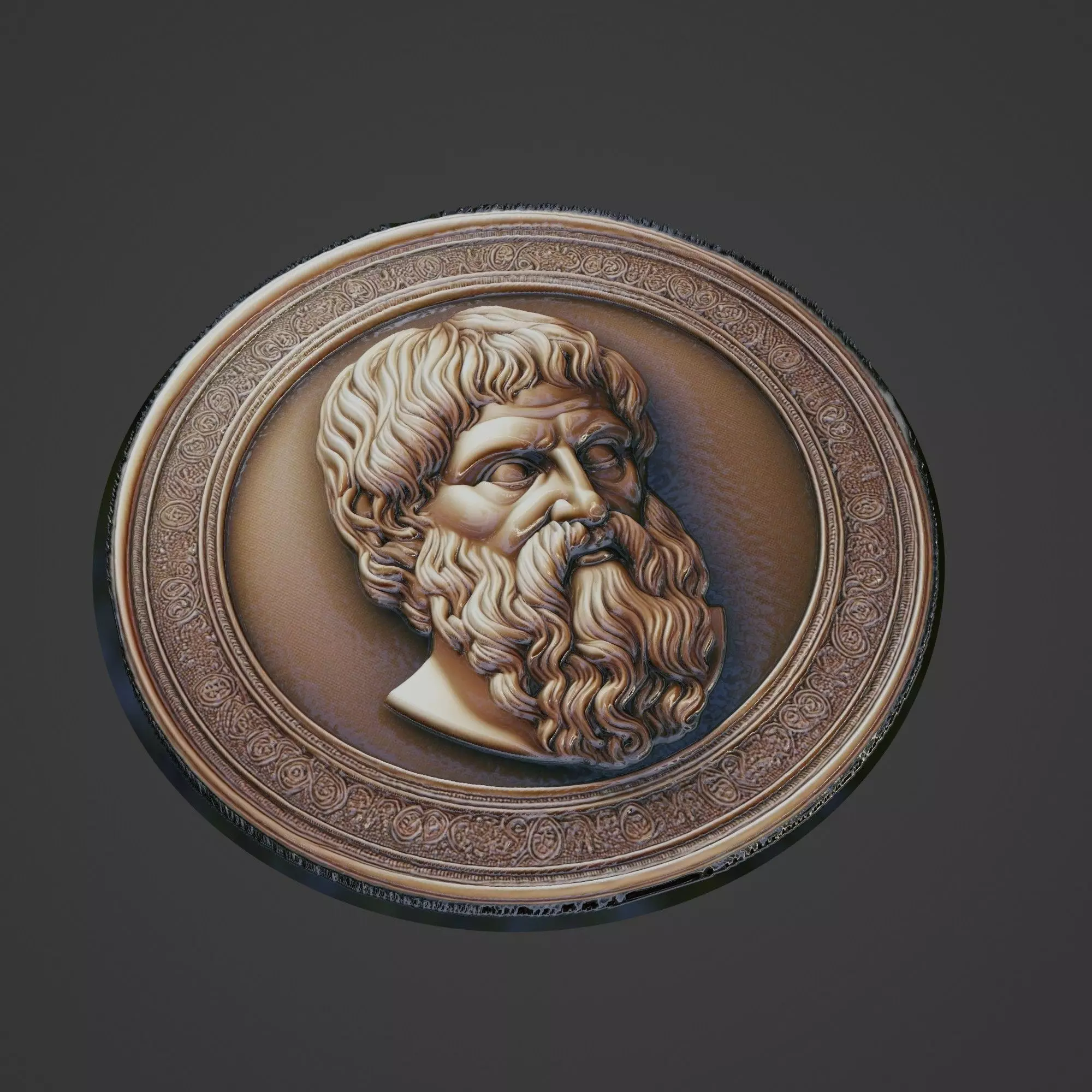 Plato Medallion 3D print model_0