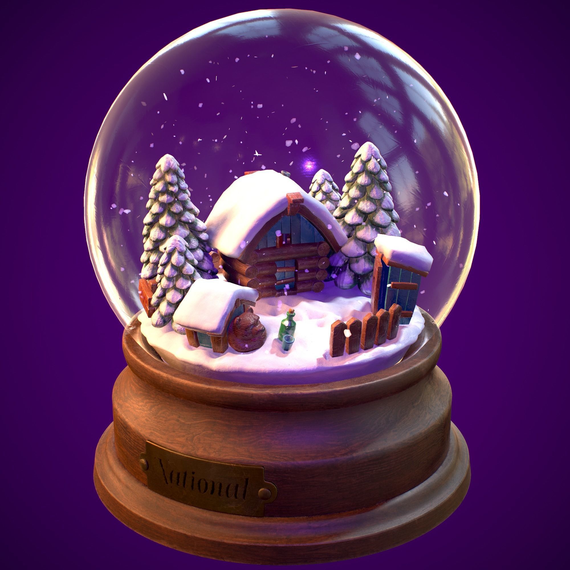 Snowglobe Christmas Low-poly 3D model_5