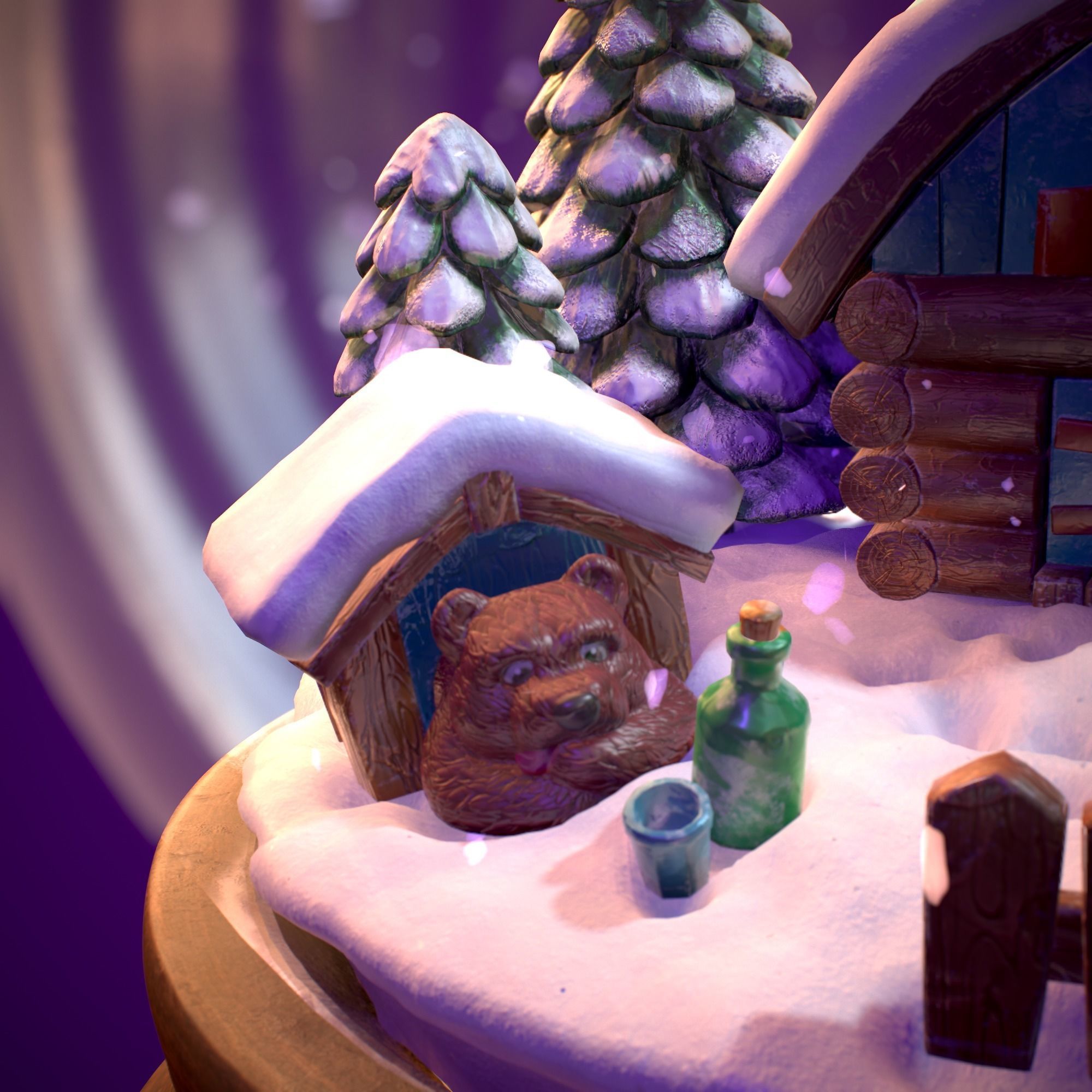 Snowglobe Christmas Low-poly 3D model_10