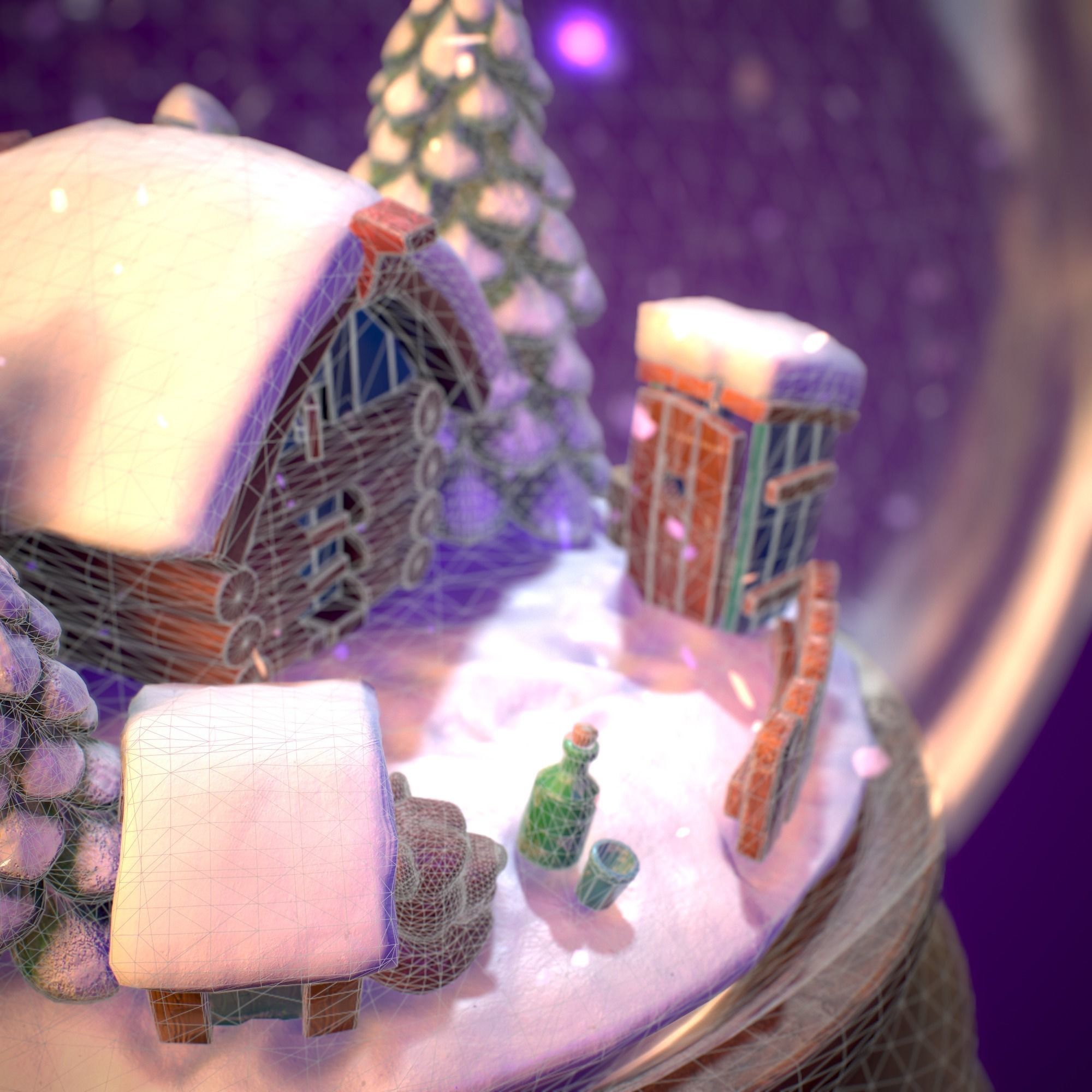 Snowglobe Christmas Low-poly 3D model_12