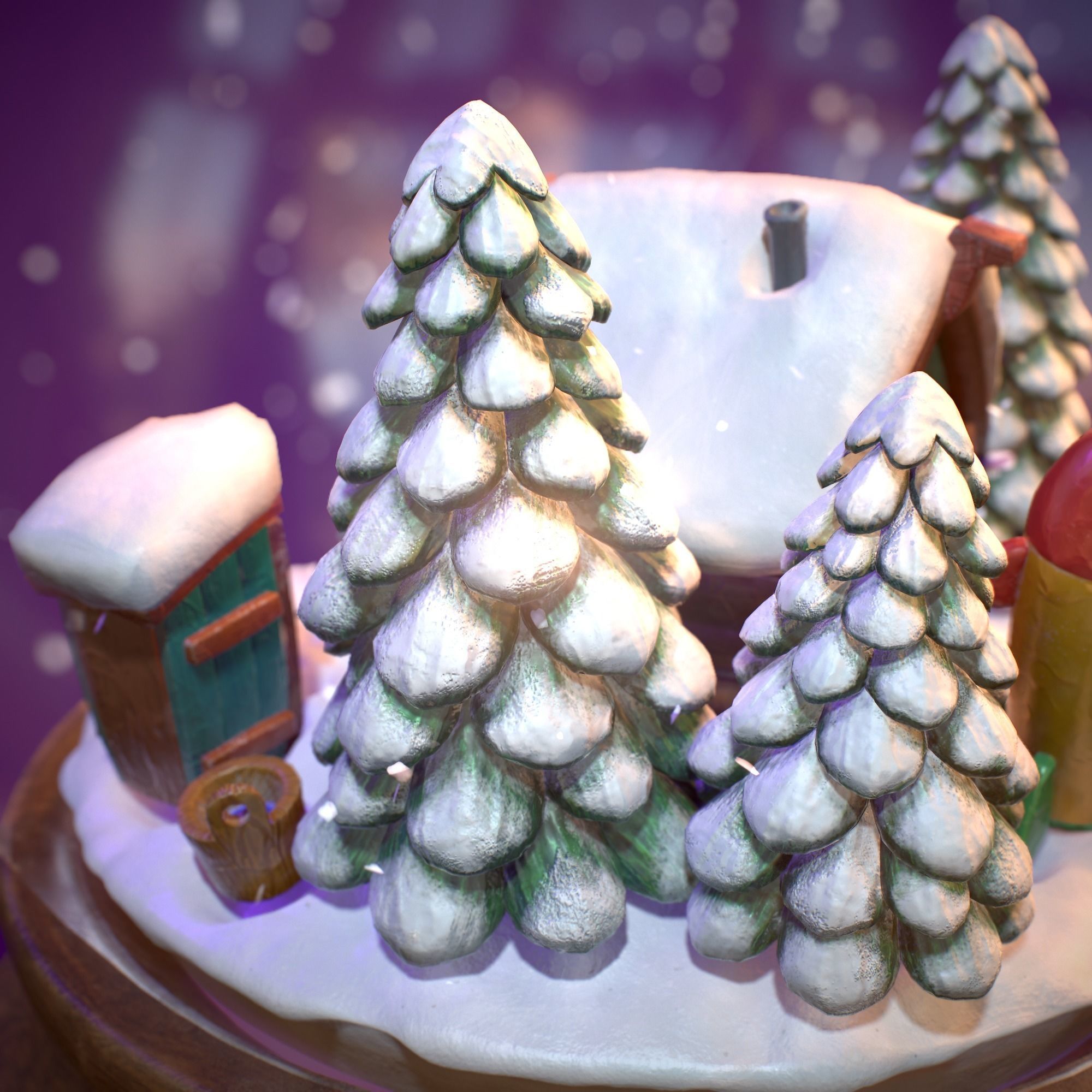 Snowglobe Christmas Low-poly 3D model_8