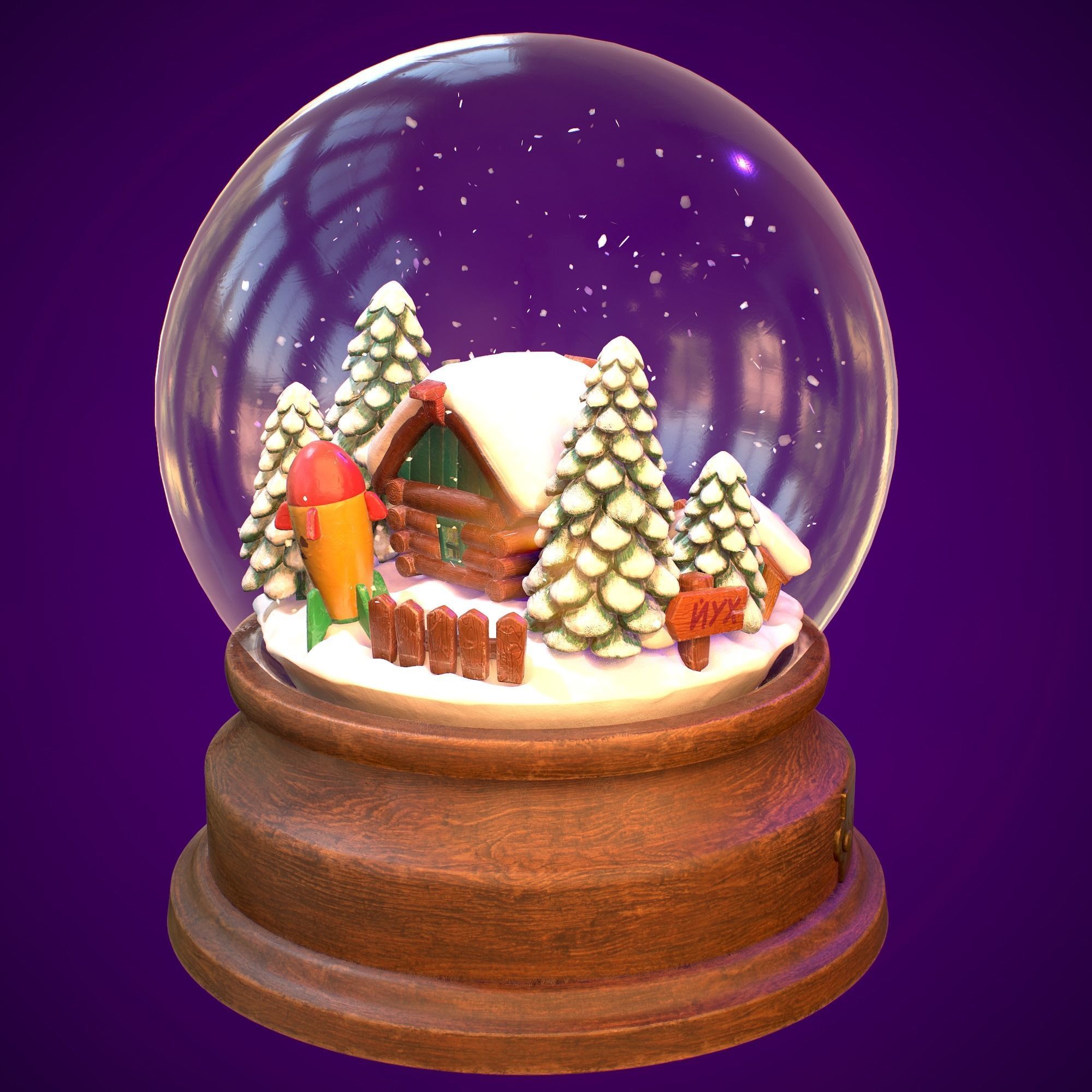 Snowglobe Christmas Low-poly 3D model_2