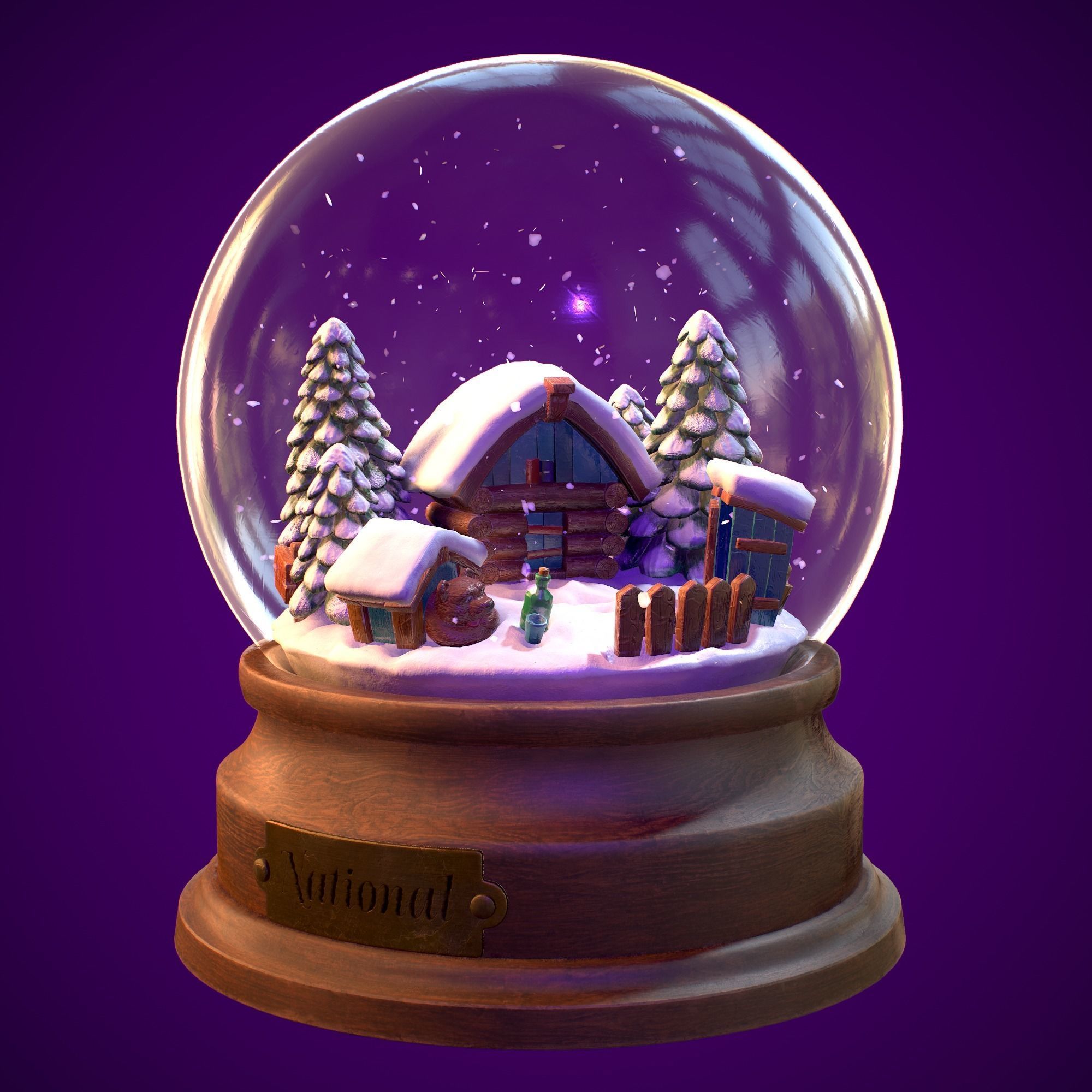 Snowglobe Christmas Low-poly 3D model_3