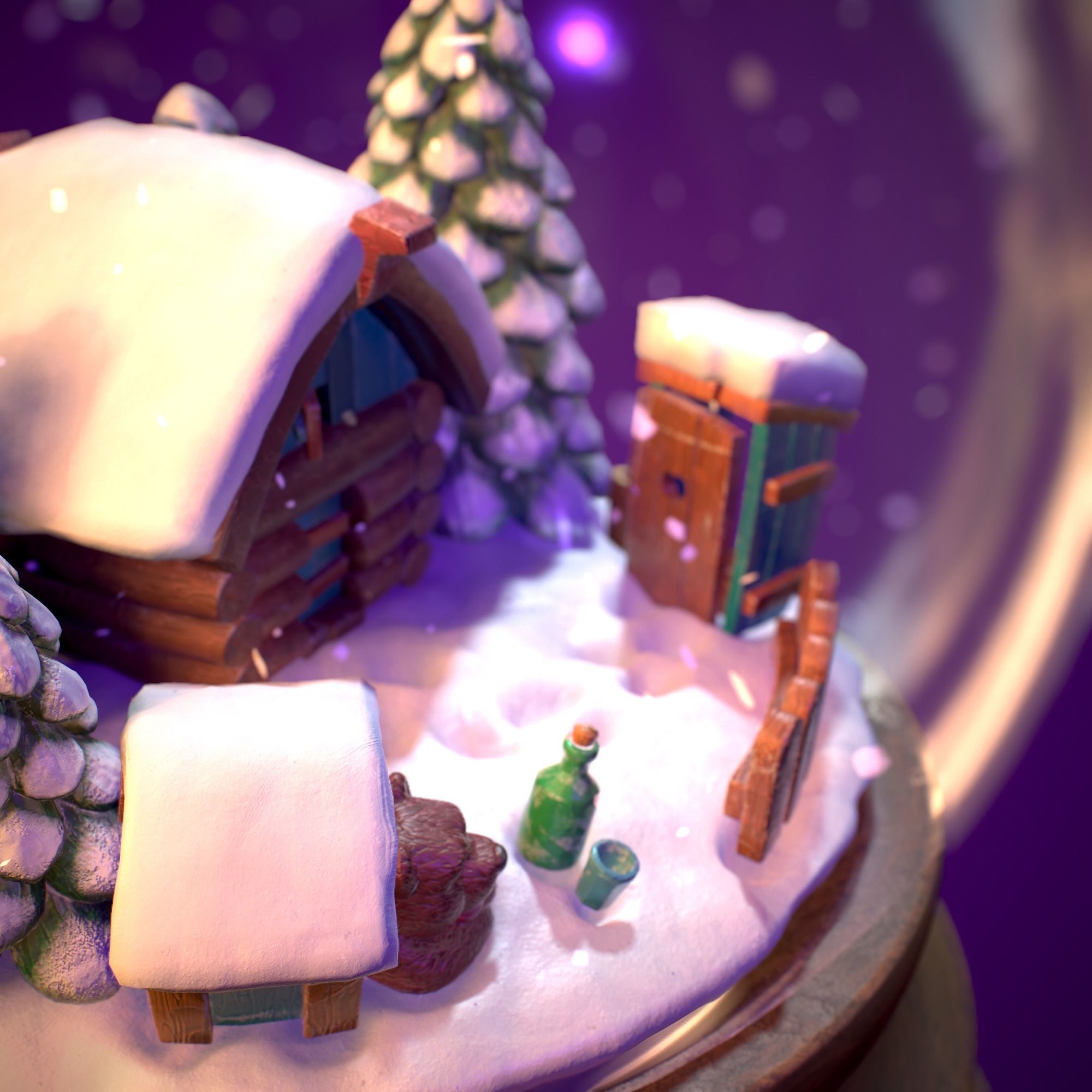 Snowglobe Christmas Low-poly 3D model_11