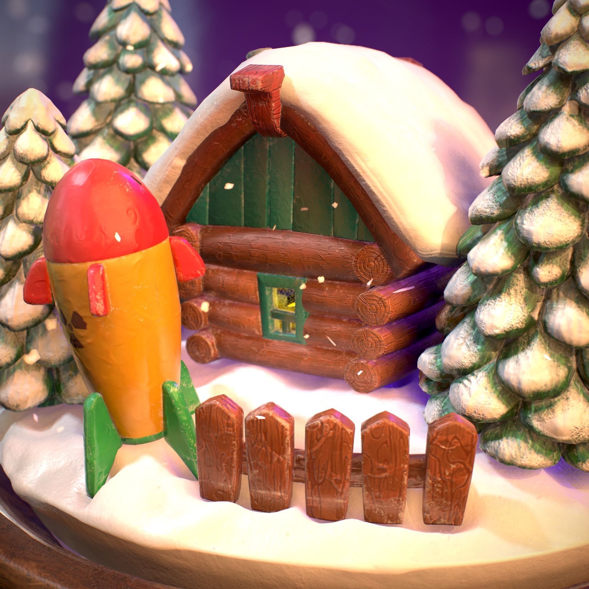 Snowglobe Christmas Low-poly 3D model_7