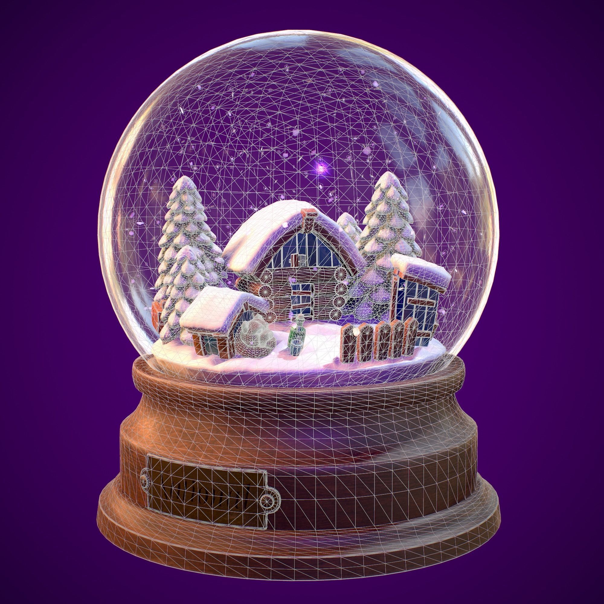 Snowglobe Christmas Low-poly 3D model_4