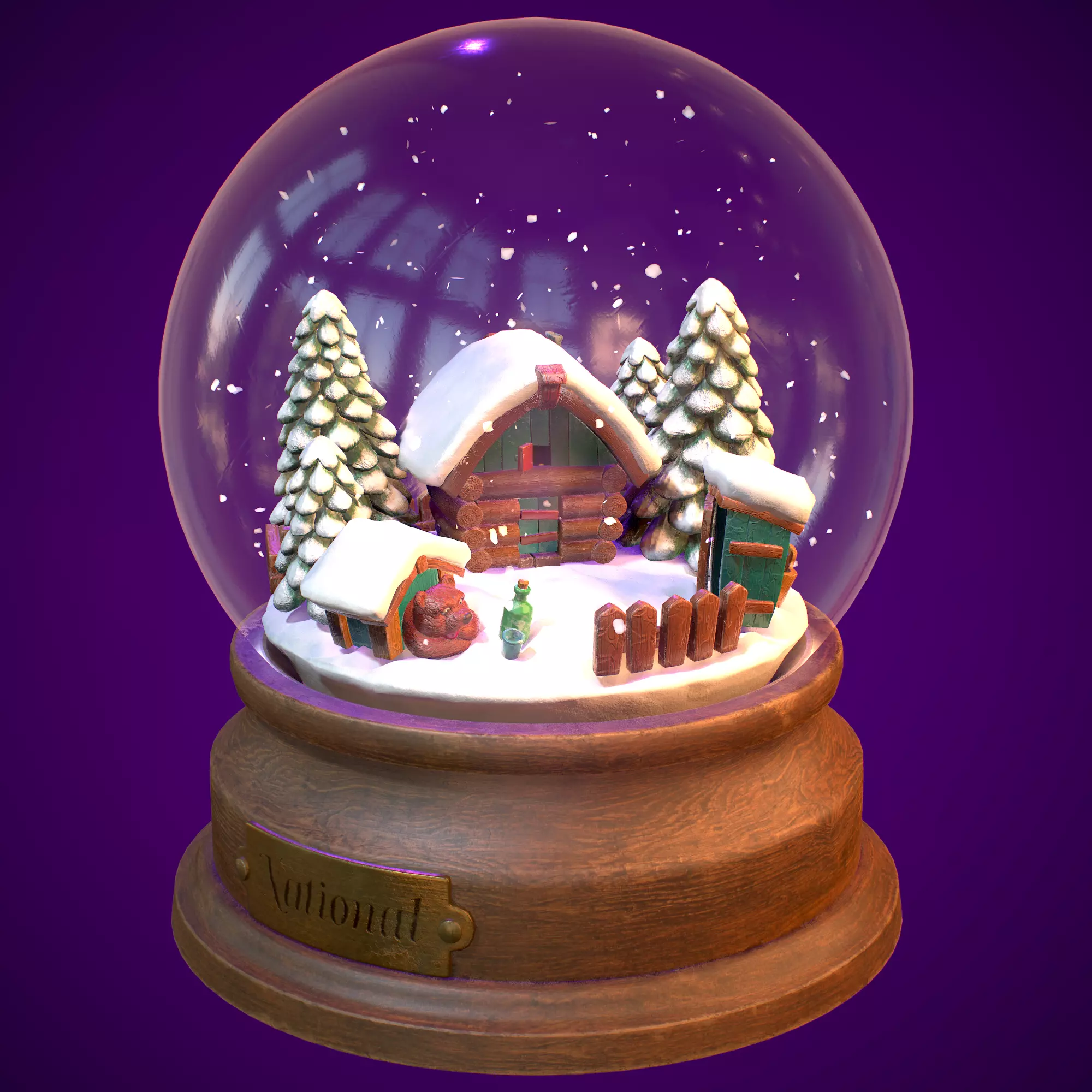 Snowglobe Christmas Low-poly 3D model_0